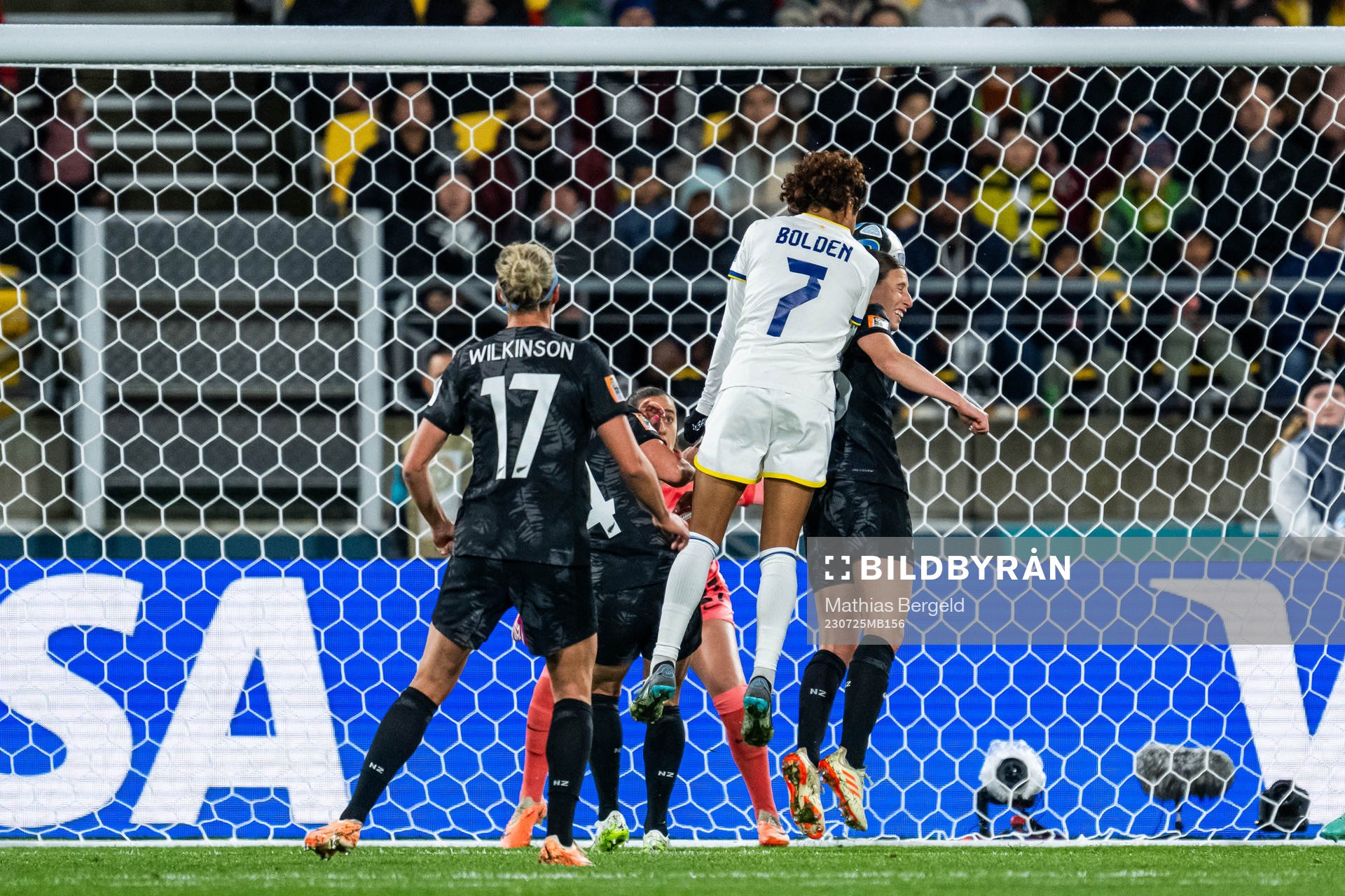 Sarina Bolden of Philippines scores 0-1 behind goalkeeper Victoria Esson of New Zealand during the FIFA Women's World Cup match between New Zealand and Philippines on July 25, 2023 in Wellington.