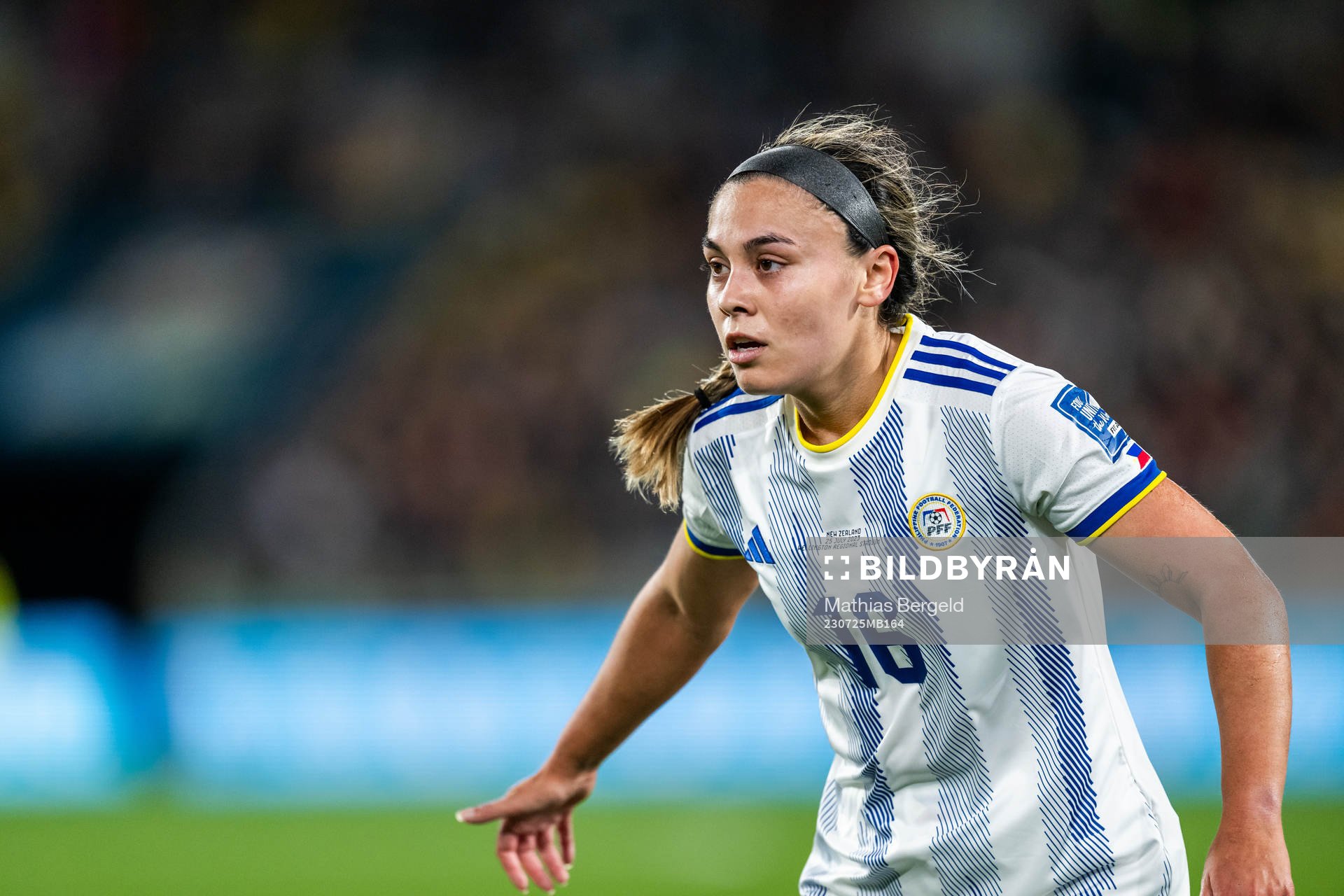 Sofia Harrison of Philippines during the FIFA Women's World Cup match between New Zealand and Philippines on July 25, 2023 in Wellington. 
