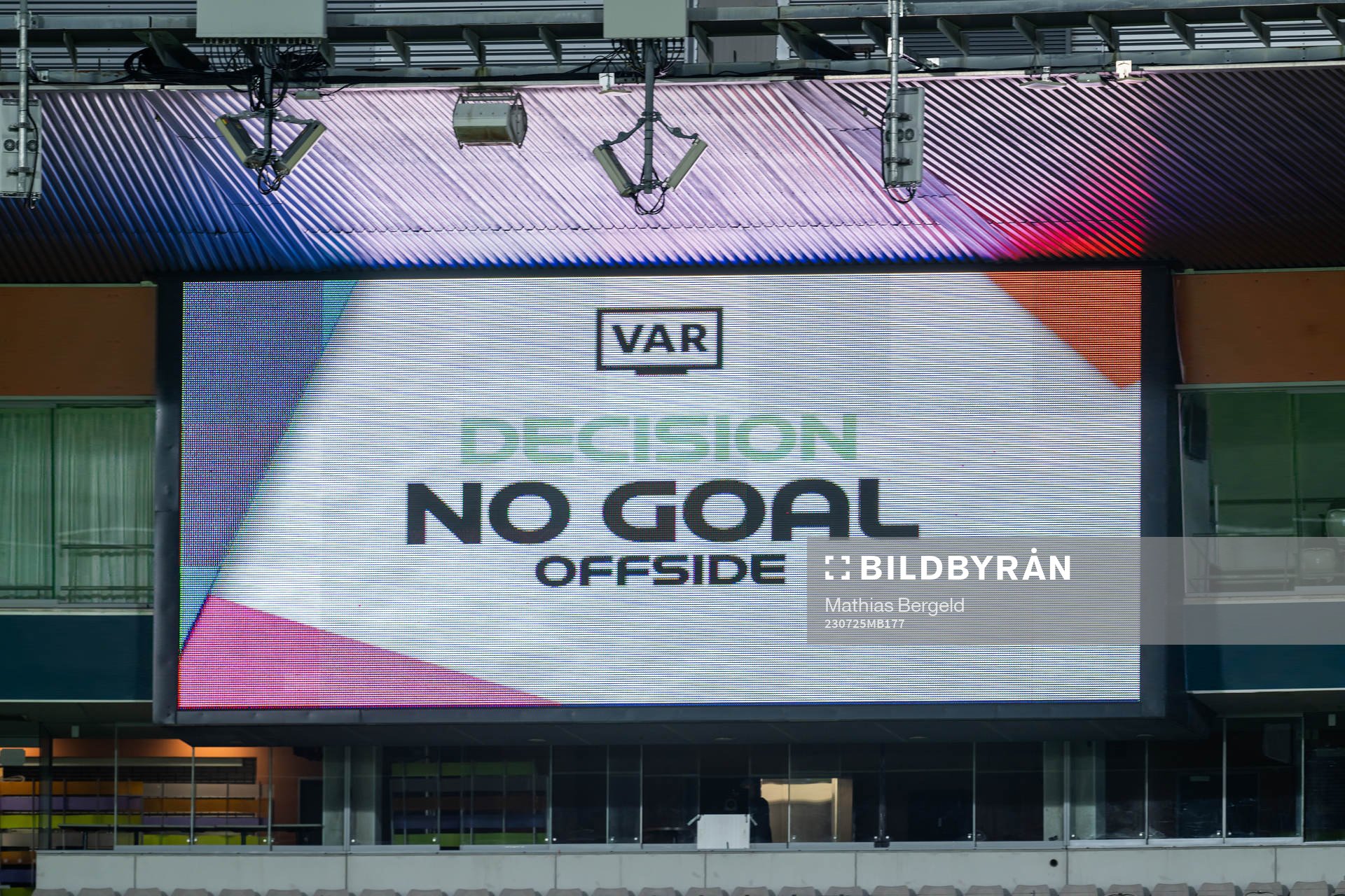A screen shows information about a VAR decision that is no
