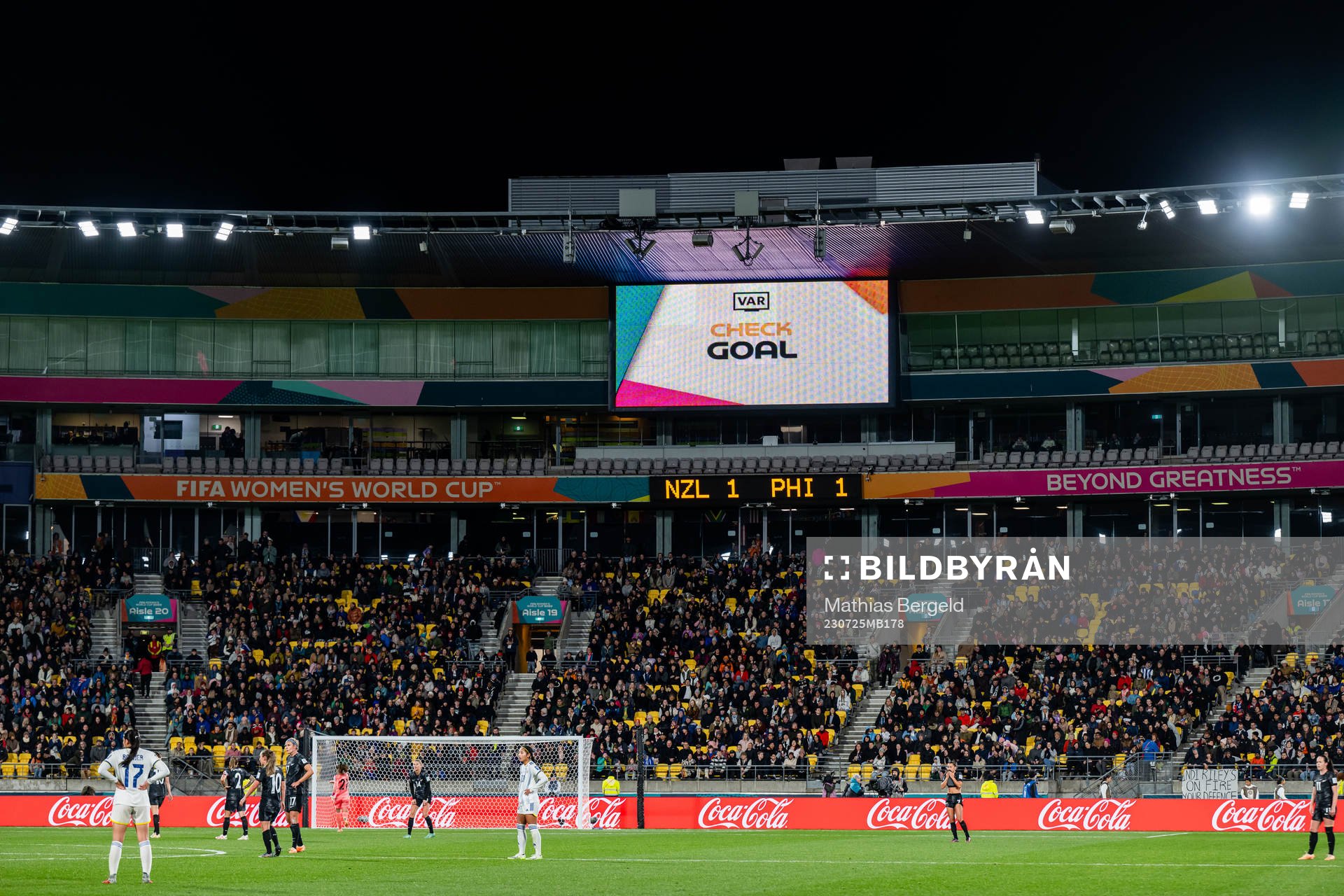 A screen shows information about a VAR Goal check