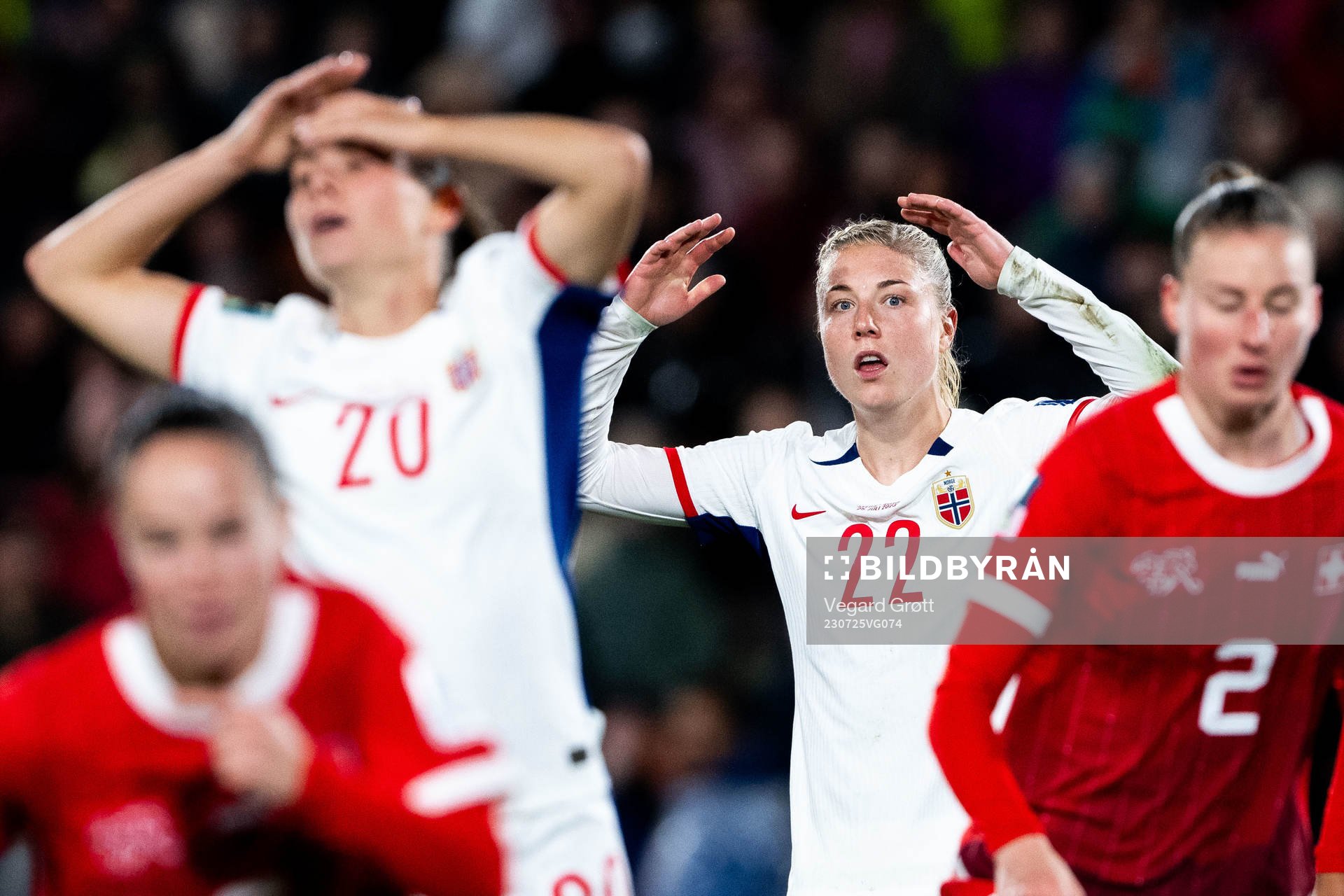 Sophie Román Haug of Norway reacts