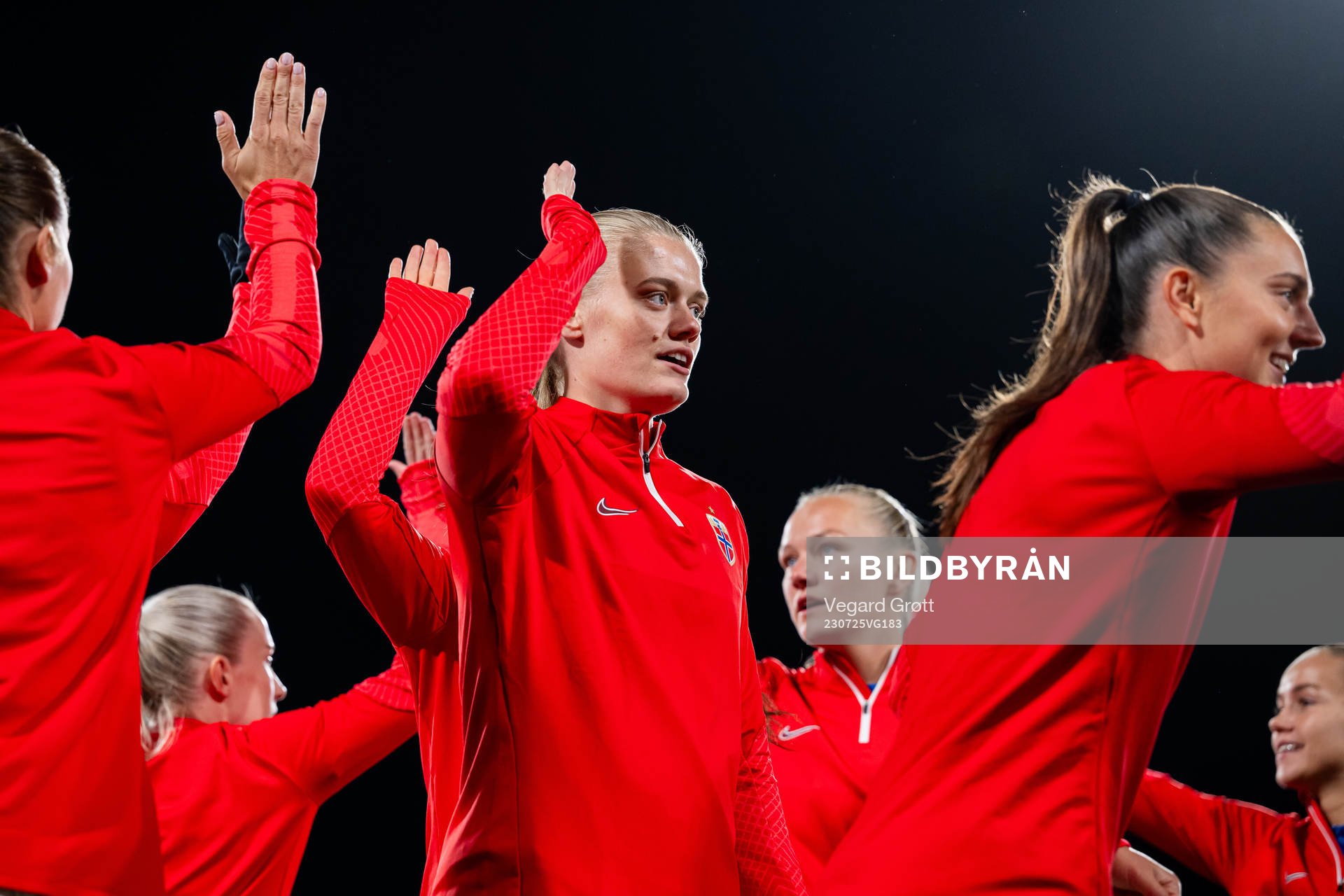 Mathilde Harviken of Norway warms up