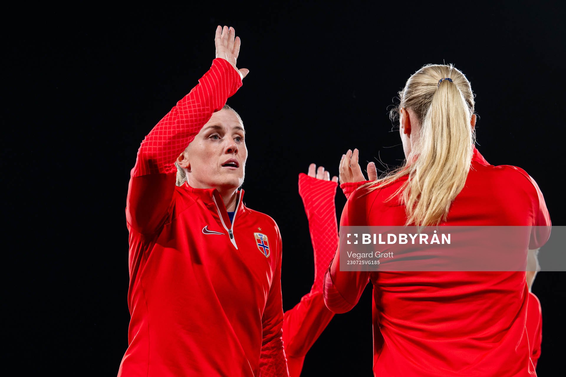 Maren Mjelde of Norway warms up