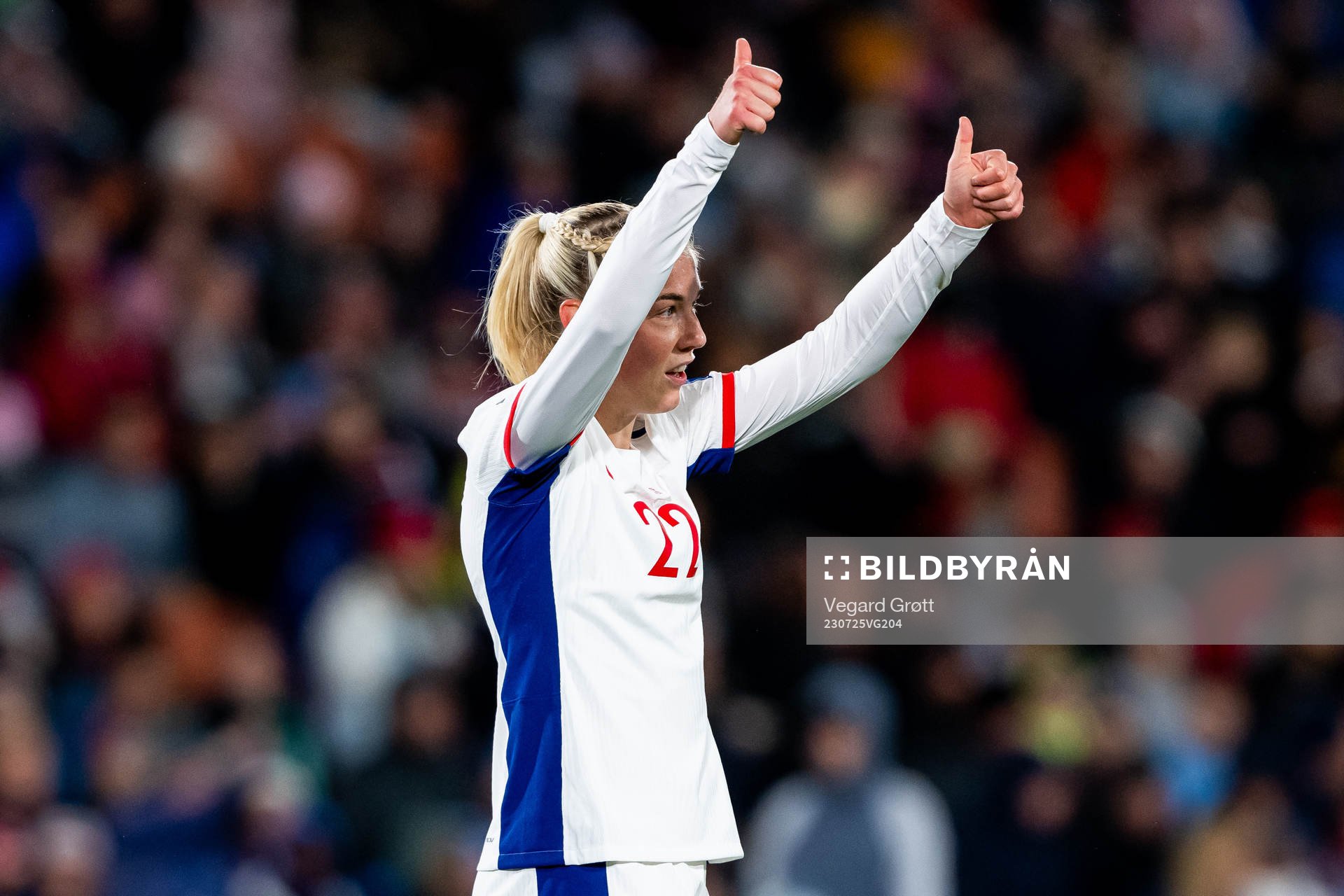 Sophie Román Haug of Norway during the FIFA Women's World Cup football match between Switzerland and Norway on July 25, 2023 in Hamilton.