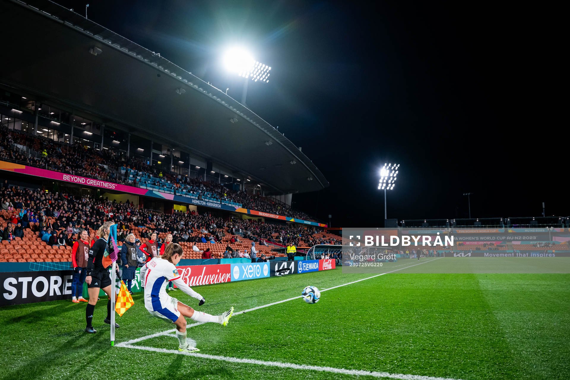 Guro Reiten of Norway takes a corner kick