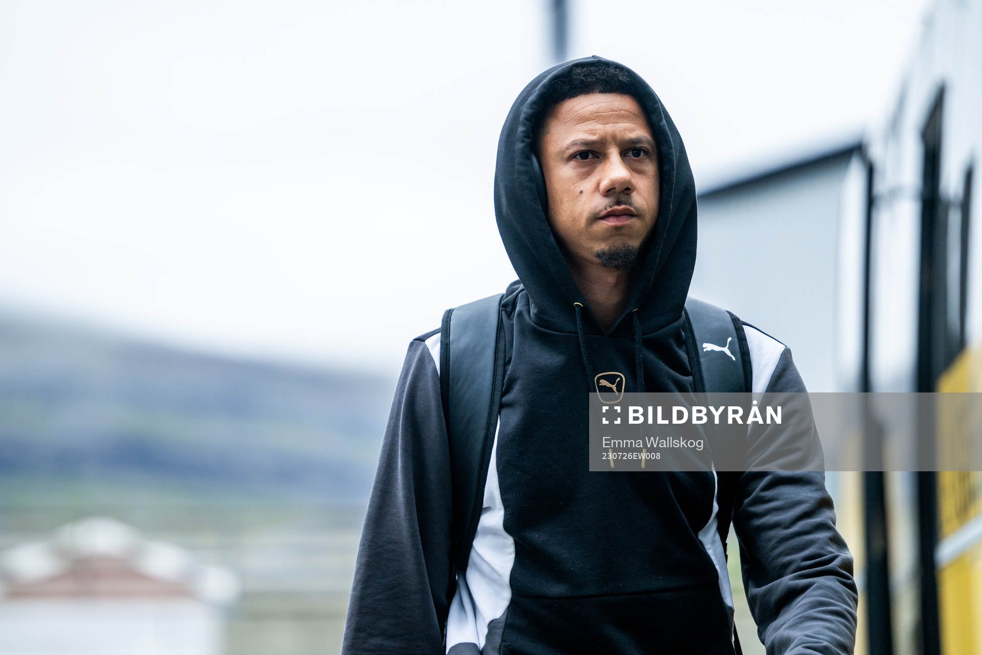 Tobias Sana of BK Häcken arrives to the arena