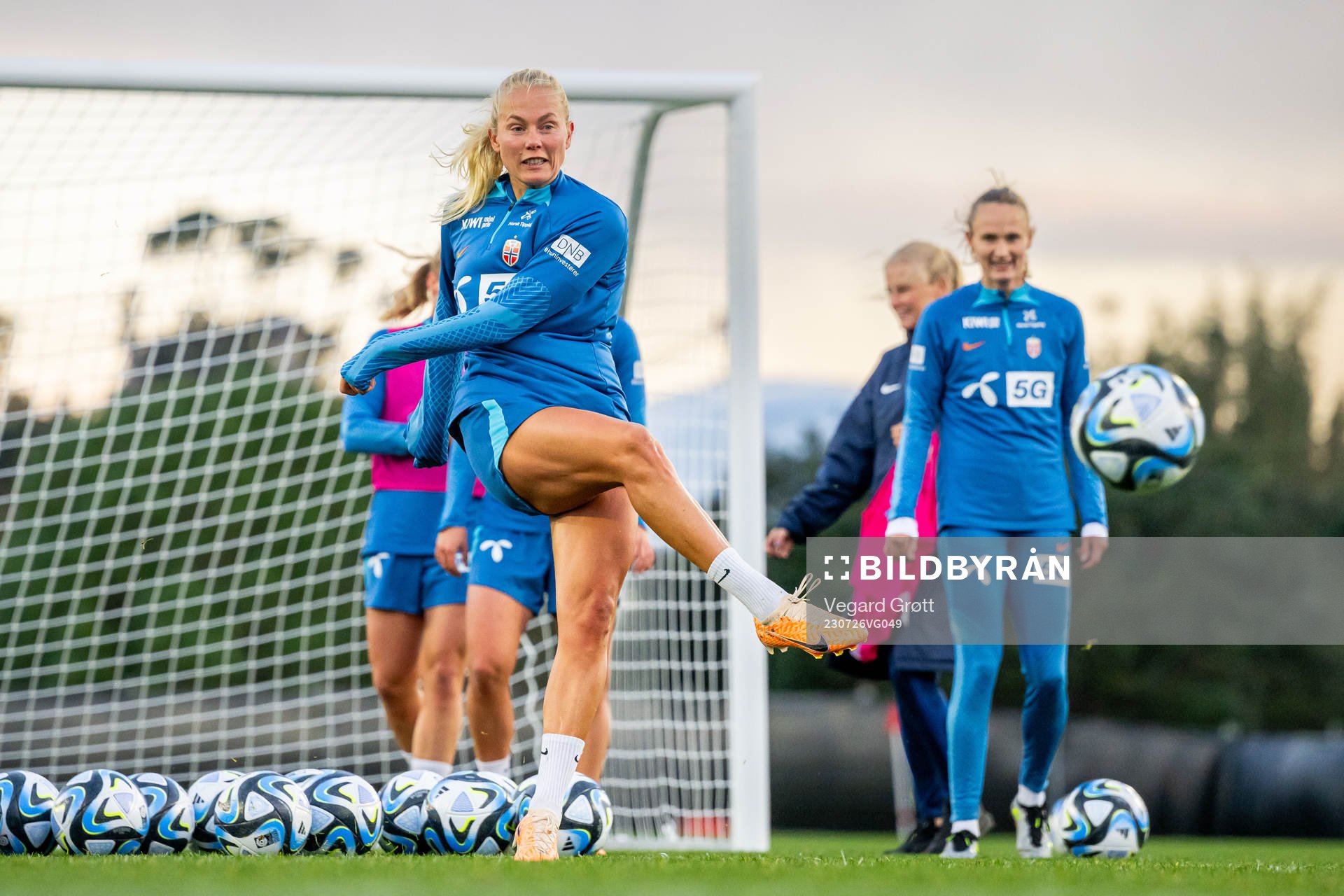 Guro Bergsvand of the Norwegian women’s national football team at a training session during the FIFA Women's World Cup on July 26, 2023 in Auckland.