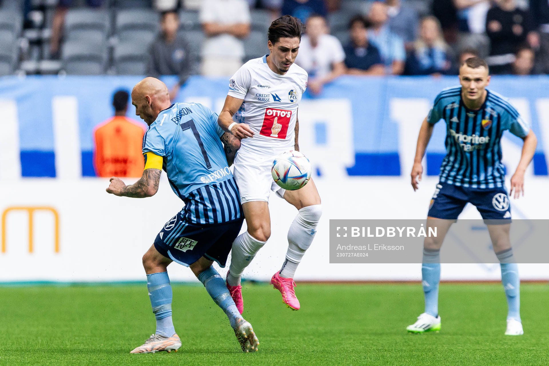 Magnus Eriksson of Djurgården and Kevin Spadanuda of Luzern