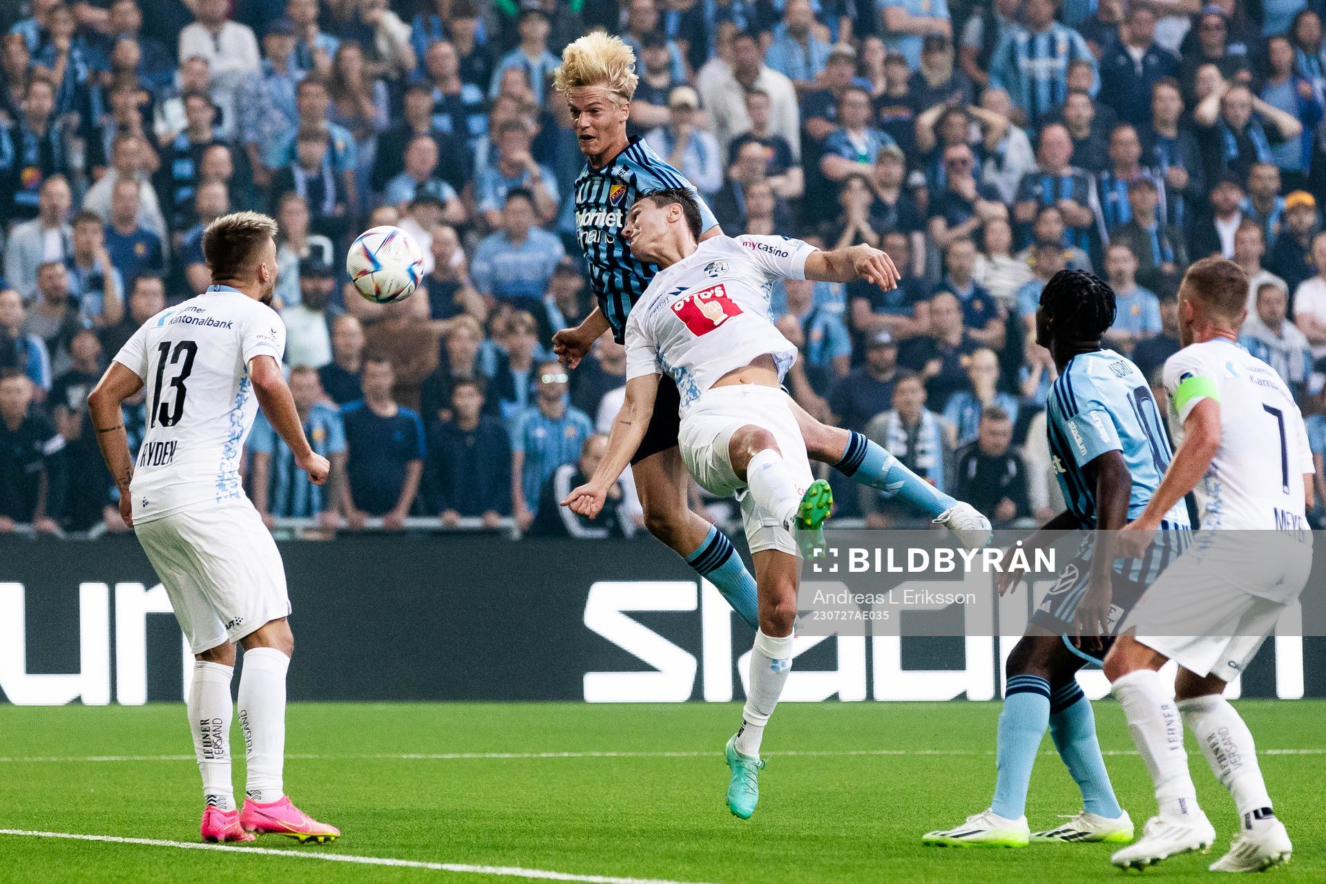 Lucas Bergvall of Djurgården and Marco Burch of Luzern