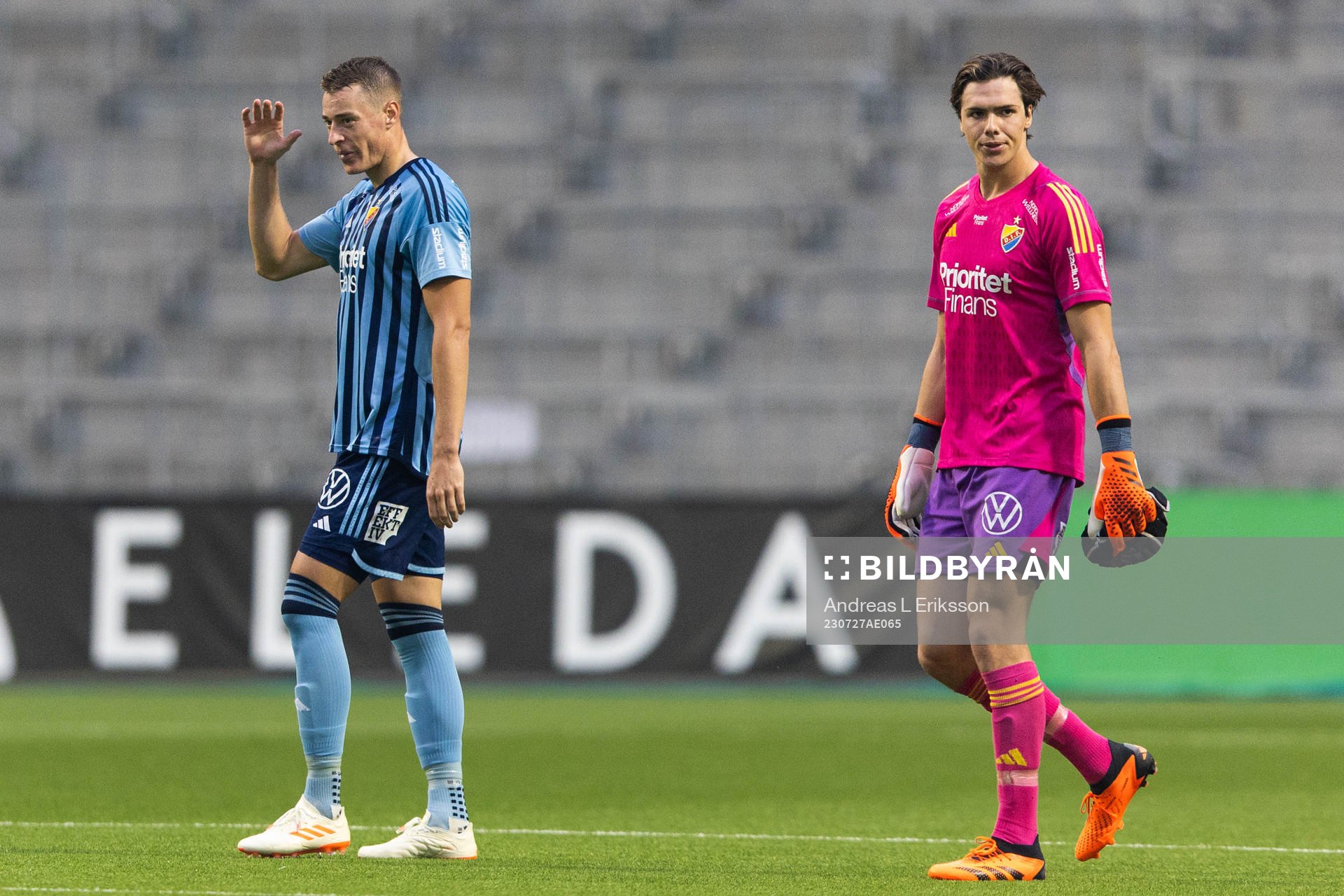 Jesper Löfgren and goalkeeper Jacob Widell Zetterström of