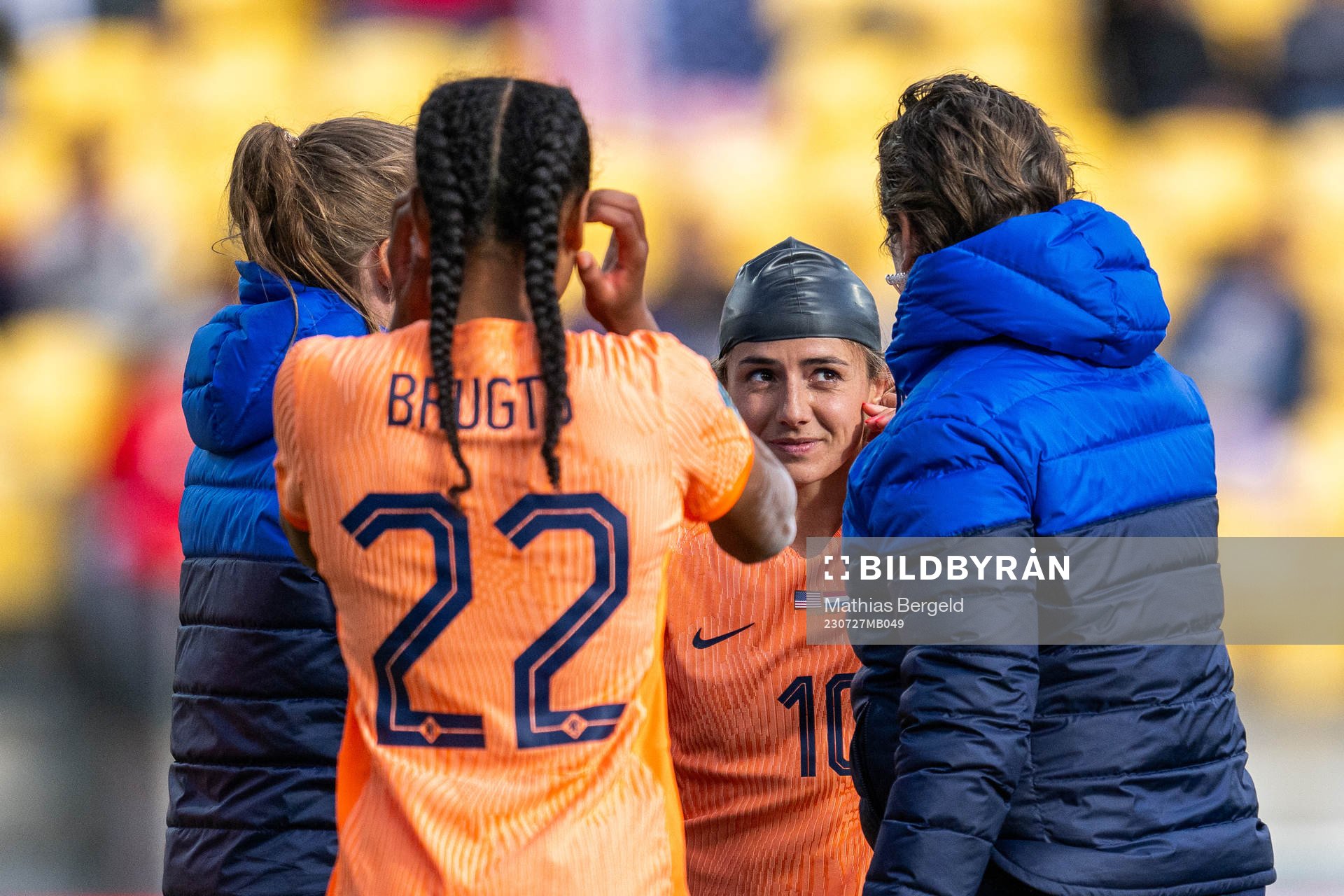 Danielle van de Donk of Netherlands with a rubber cap