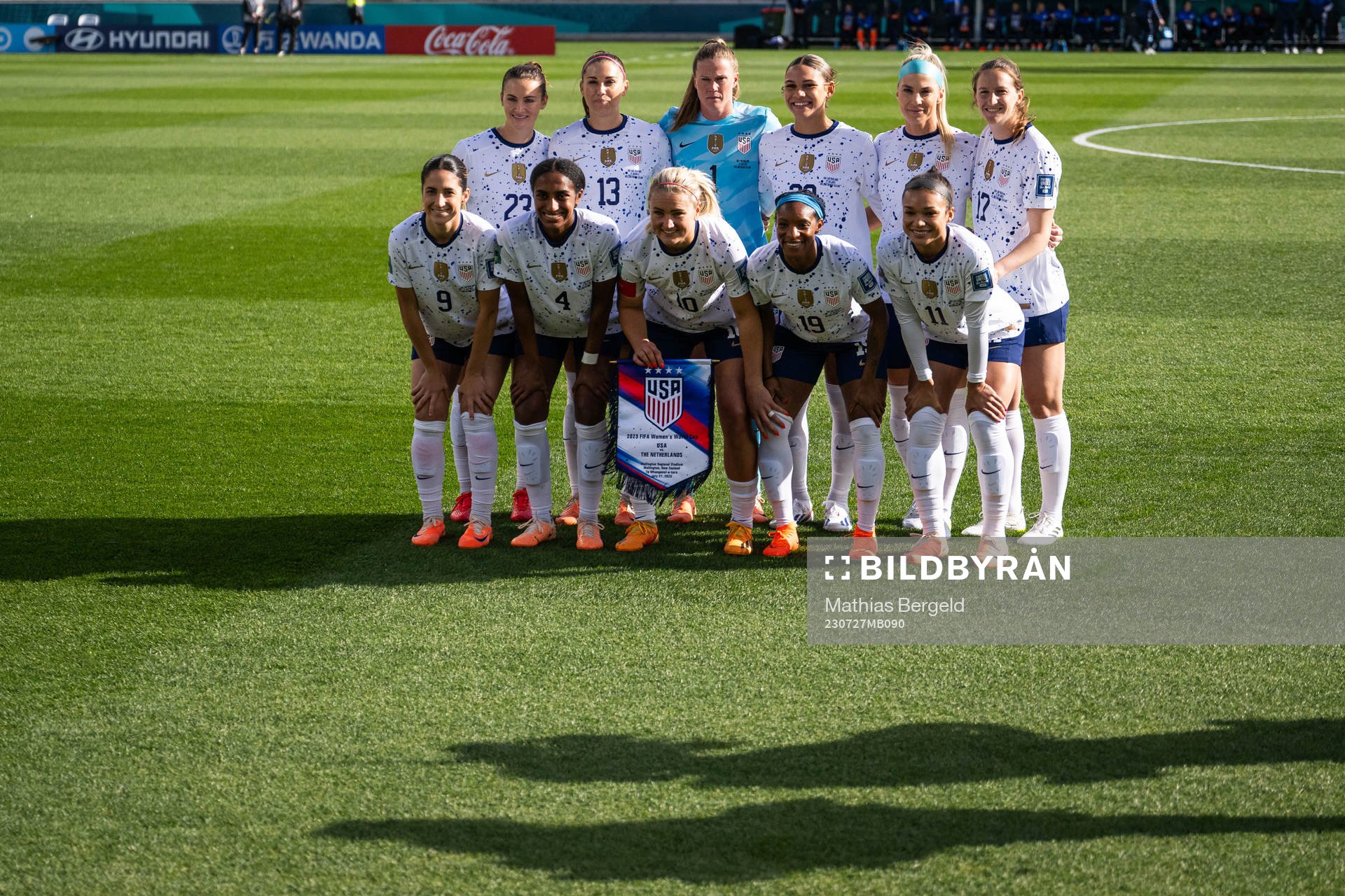 The starting eleven of USA pose for a picture