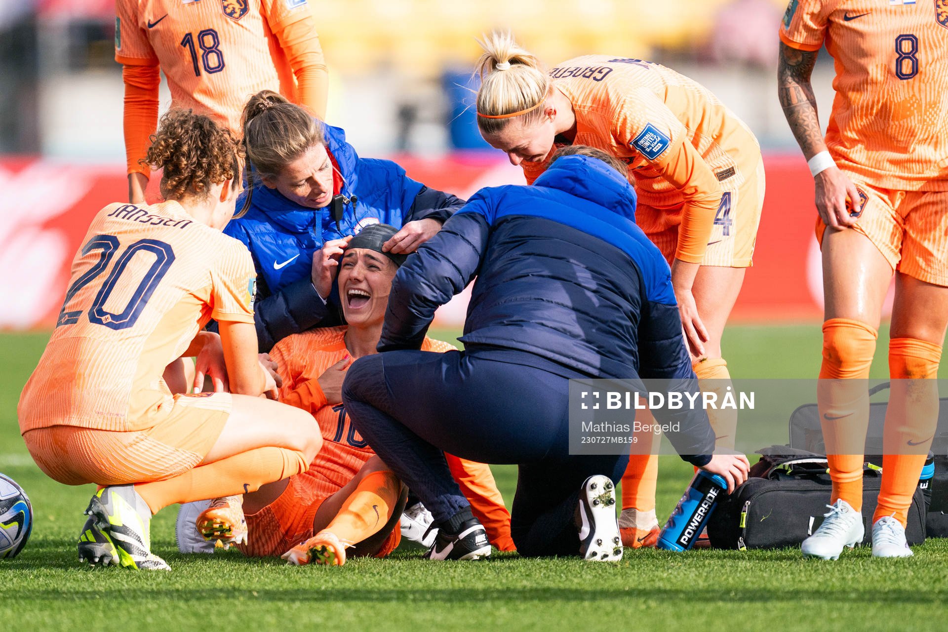 Danielle van de Donk of Netherlands receives medical