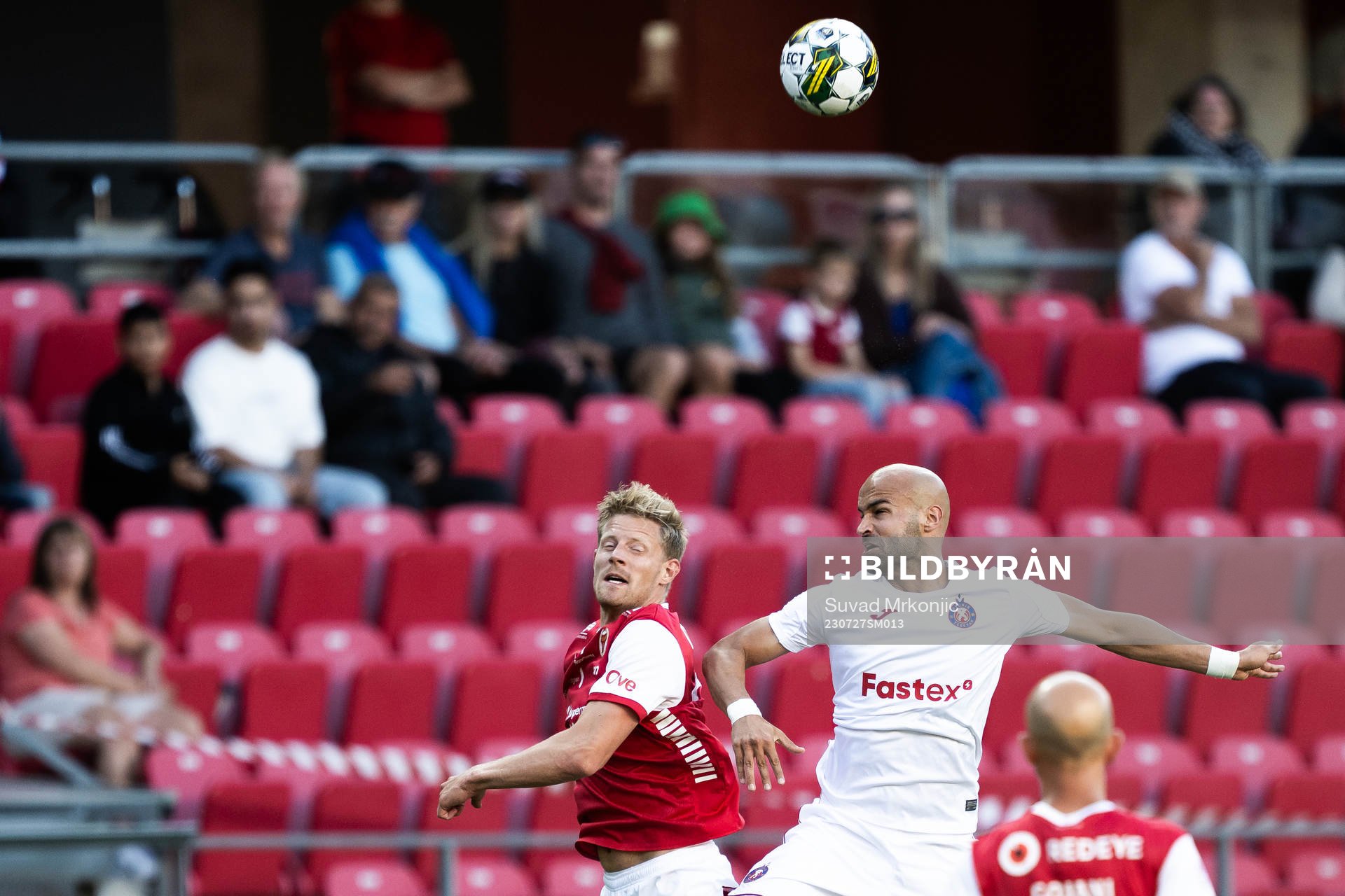 Lars Saetra of Kalmar and Luka Juricic of Pyunik during the UEFA Conference League between Kalmar and FC Pyunik on July 27, 2023 in Kalmar.