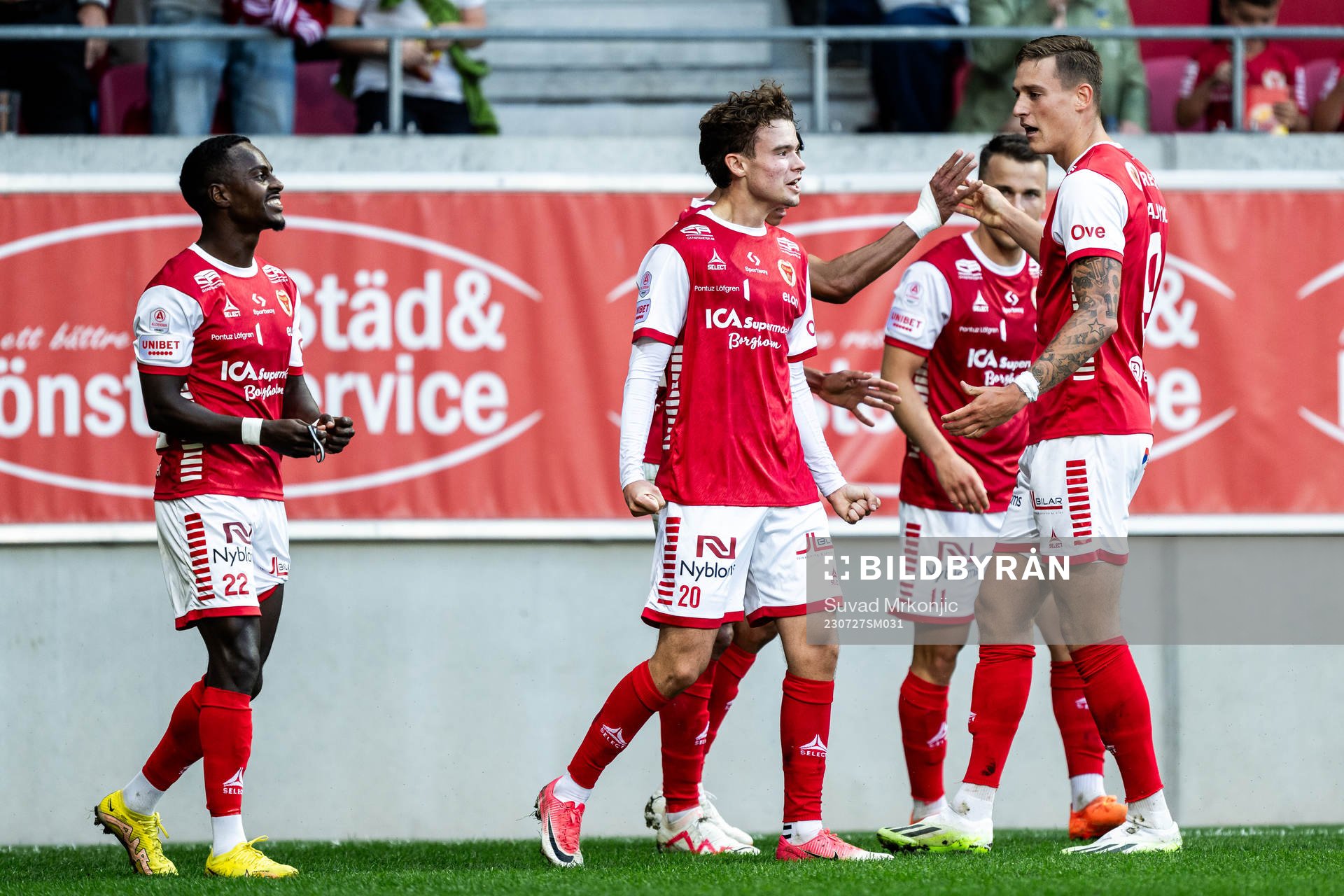 Jacob Trenskow of Kalmar celebrates with team