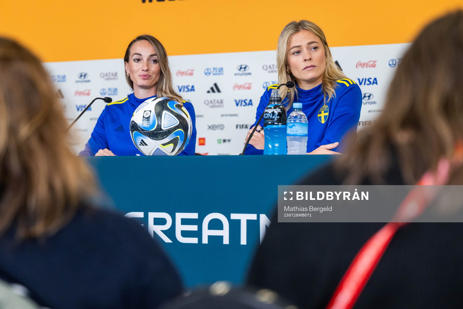 Kosovare Asllani and Fridolina Rolfö of the Swedish