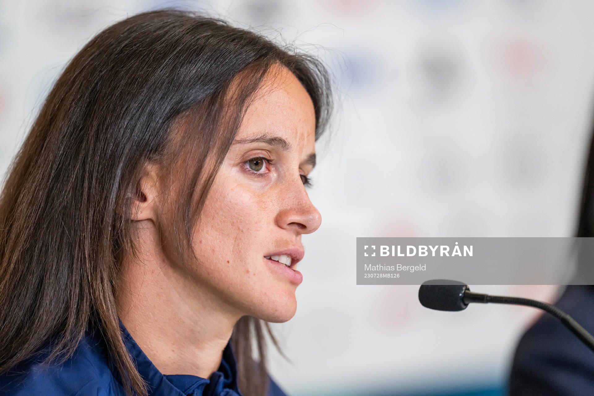 Barbara Bonansea of the Italian women's national football team at a press conference during the FIFA Women's World Cup on July 28, 2023 in Wellington. 