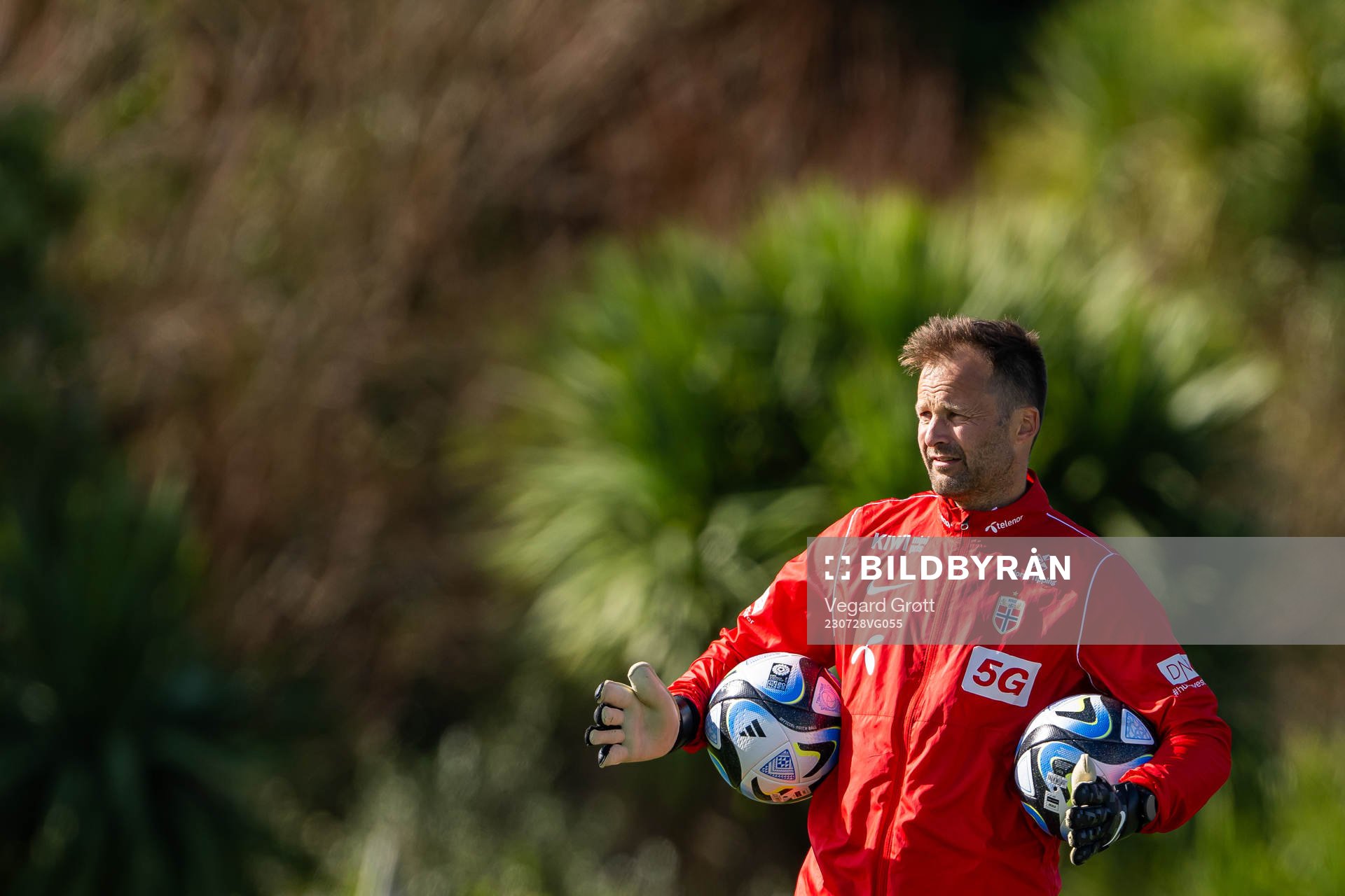 Jon Knudsen, goalkeeper coach of the Norwegian women’s national football team, at a training session during the FIFA Women's World Cup on July 28, 2023 in Auckland.