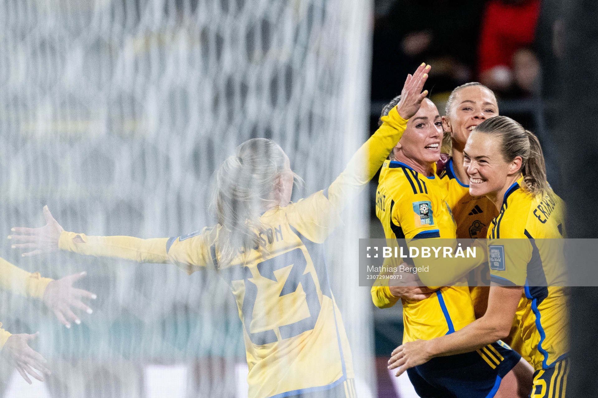 Elin Rubensson, Kosovare Asllani and Magdalena Eriksson of