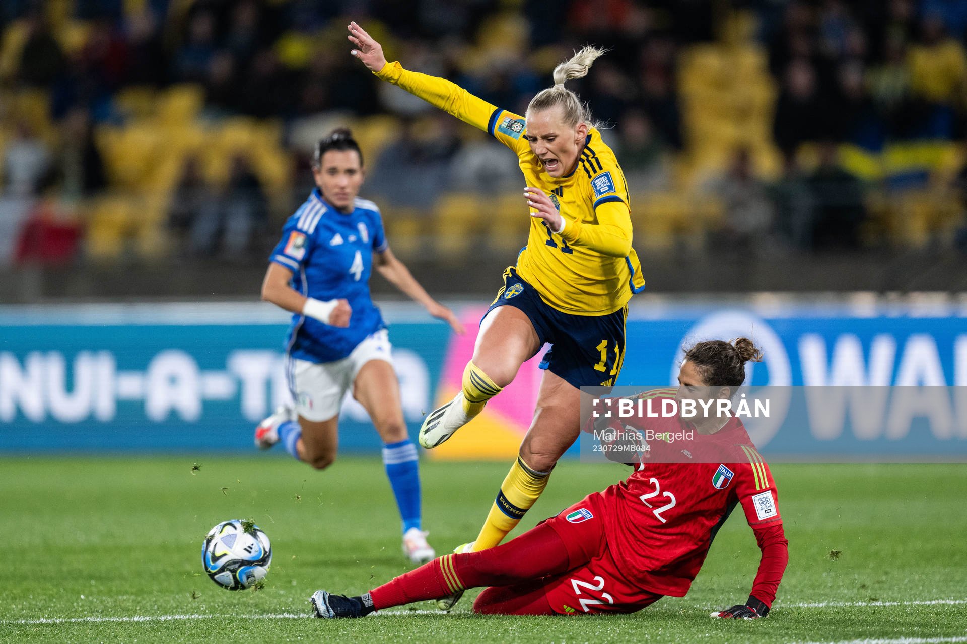 Stina Blackstenius of Sweden and goalkeeper Francesca