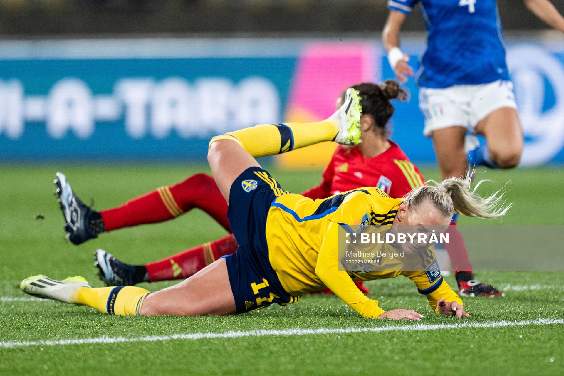 Stina Blackstenius of Sweden and goalkeeper Francesca
