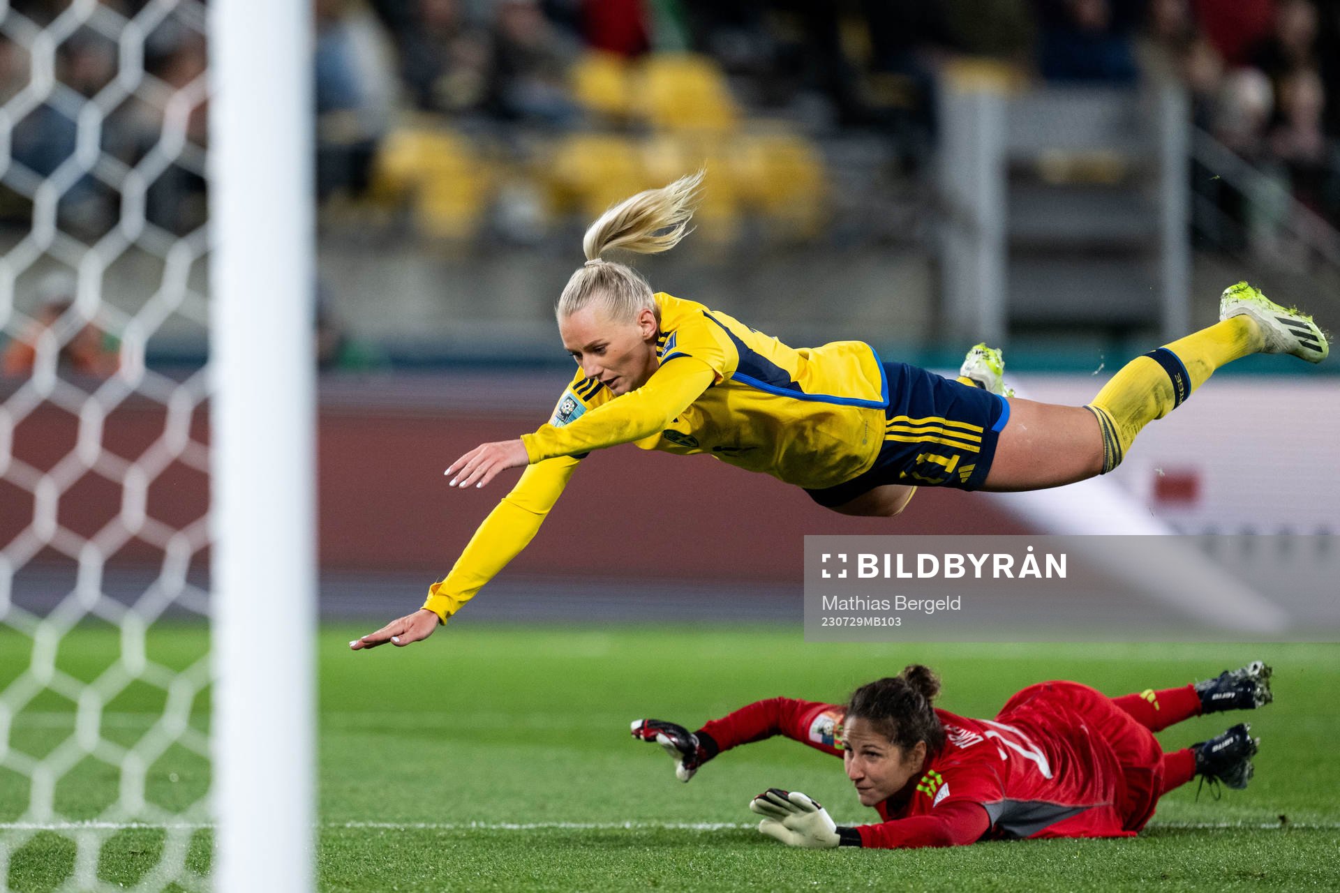 Stina Blackstenius of Sweden and goalkeeper Francesca