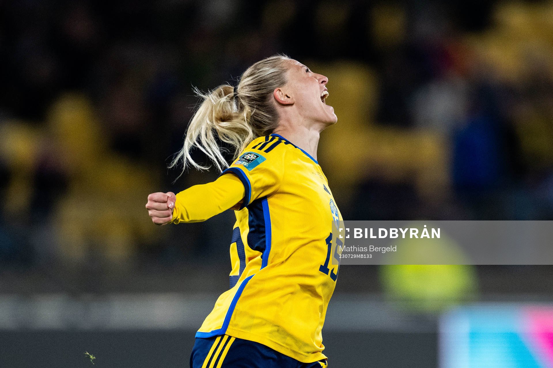 Rebecka Blomqvist of Sweden celebrates