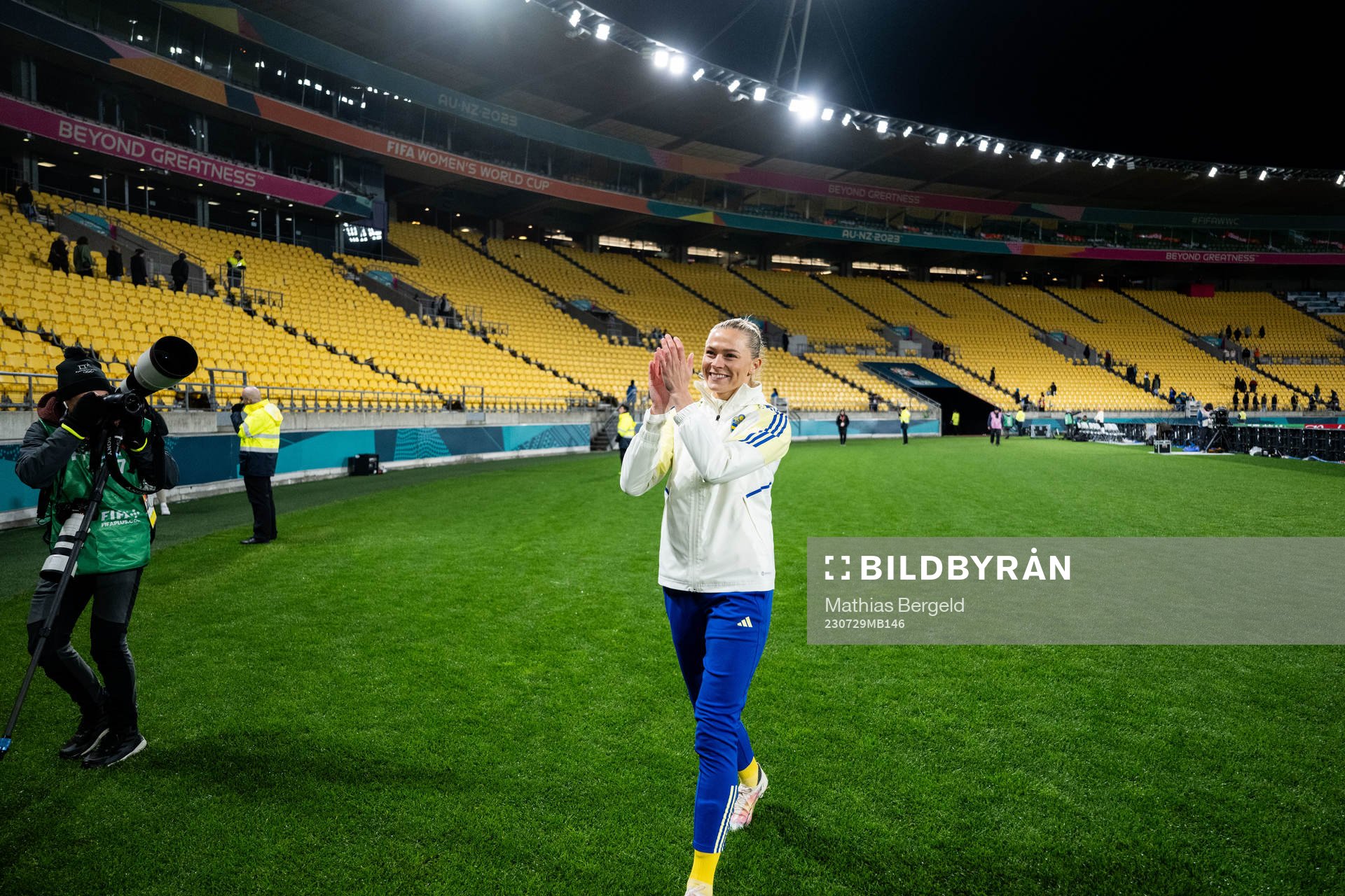 Fridolina Rolfö of Sweden celebrates after the FIFA Women's World Cup football match between Sweden and Italy on July 29, 2023 in Wellington.