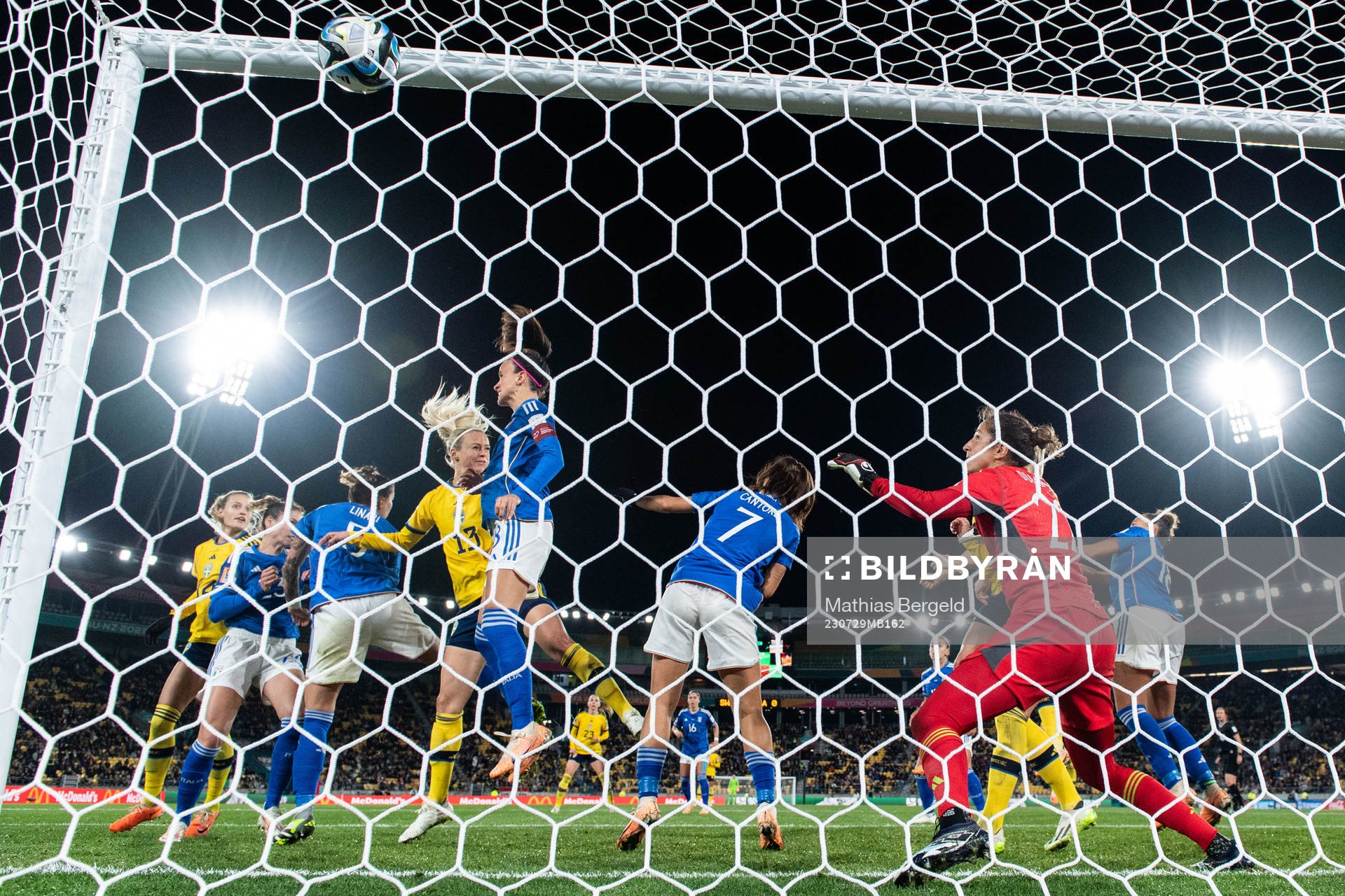 Amanda Ilestedt of Sweden scores 4-0 behind goalkeeper