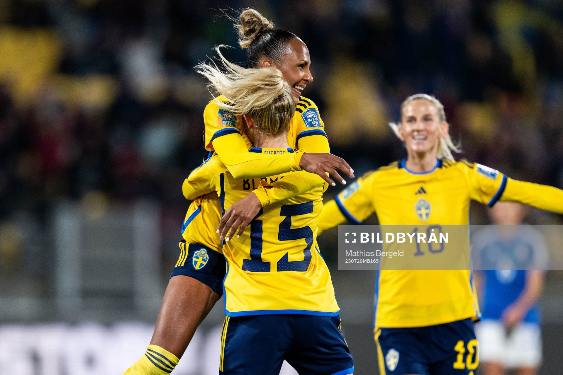 Rebecka Blomqvist of Sweden celebrates with Madelen Janogy