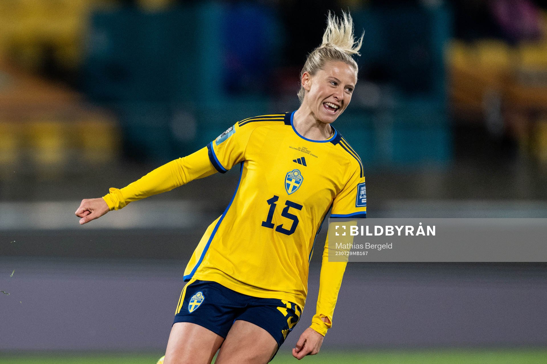 Rebecka Blomqvist of Sweden celebrates