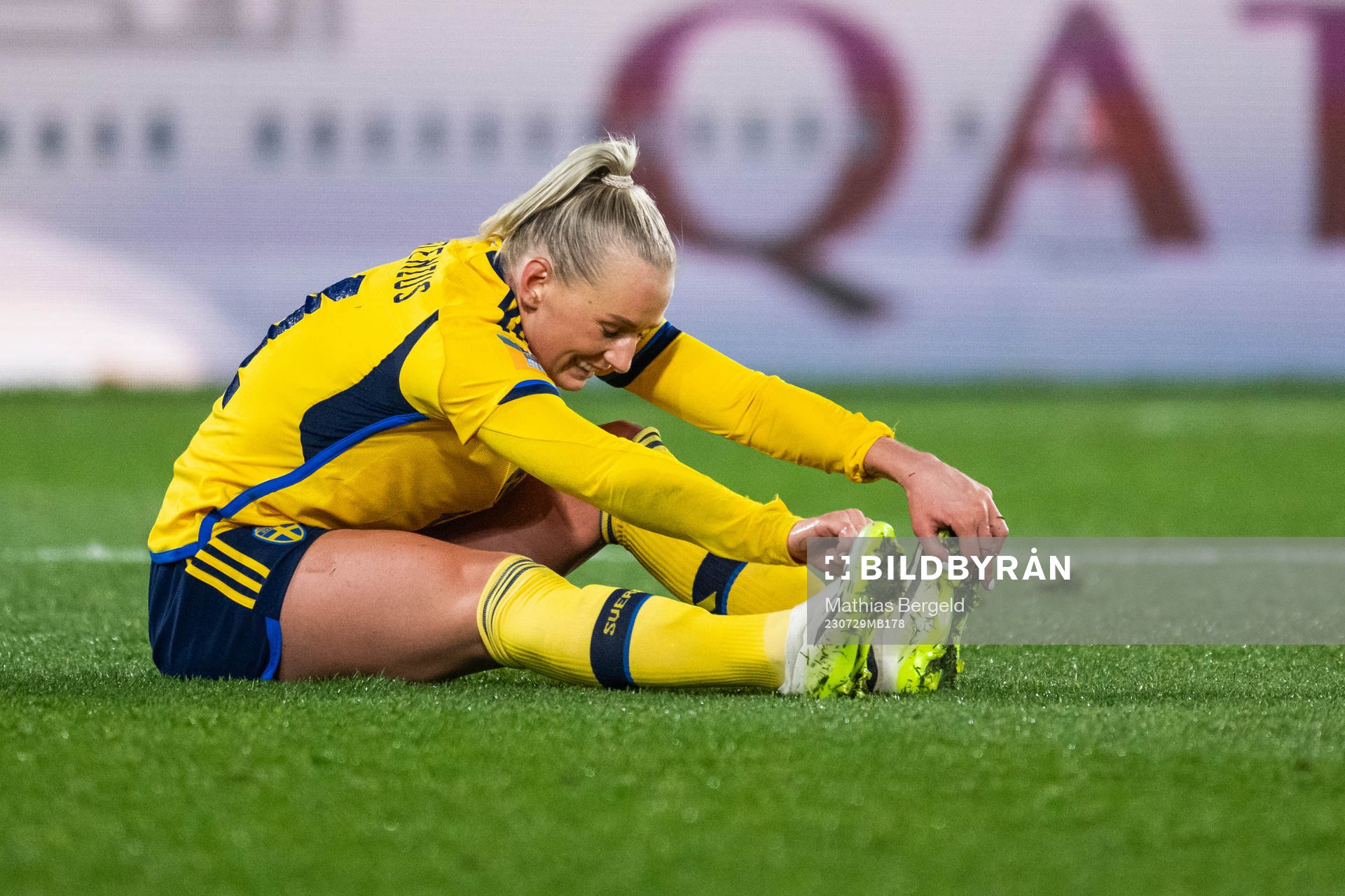Stina Blackstenius of Sweden stretch
