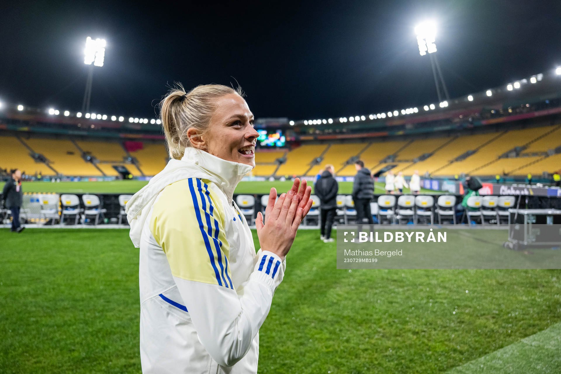 Fridolina Rolfö of Sweden celebrates after the FIFA Women's World Cup football match between Sweden and Italy on July 29, 2023 in Wellington.
