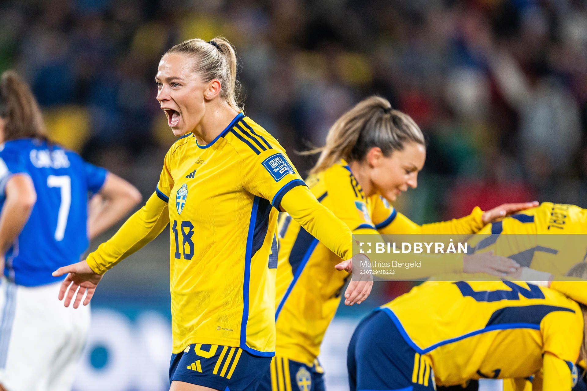 Fridolina Rolfö of Sweden celebrates