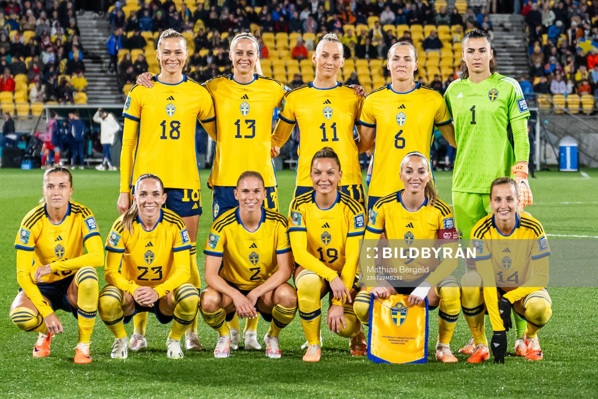 The starting eleven of Sweden pose for a photo