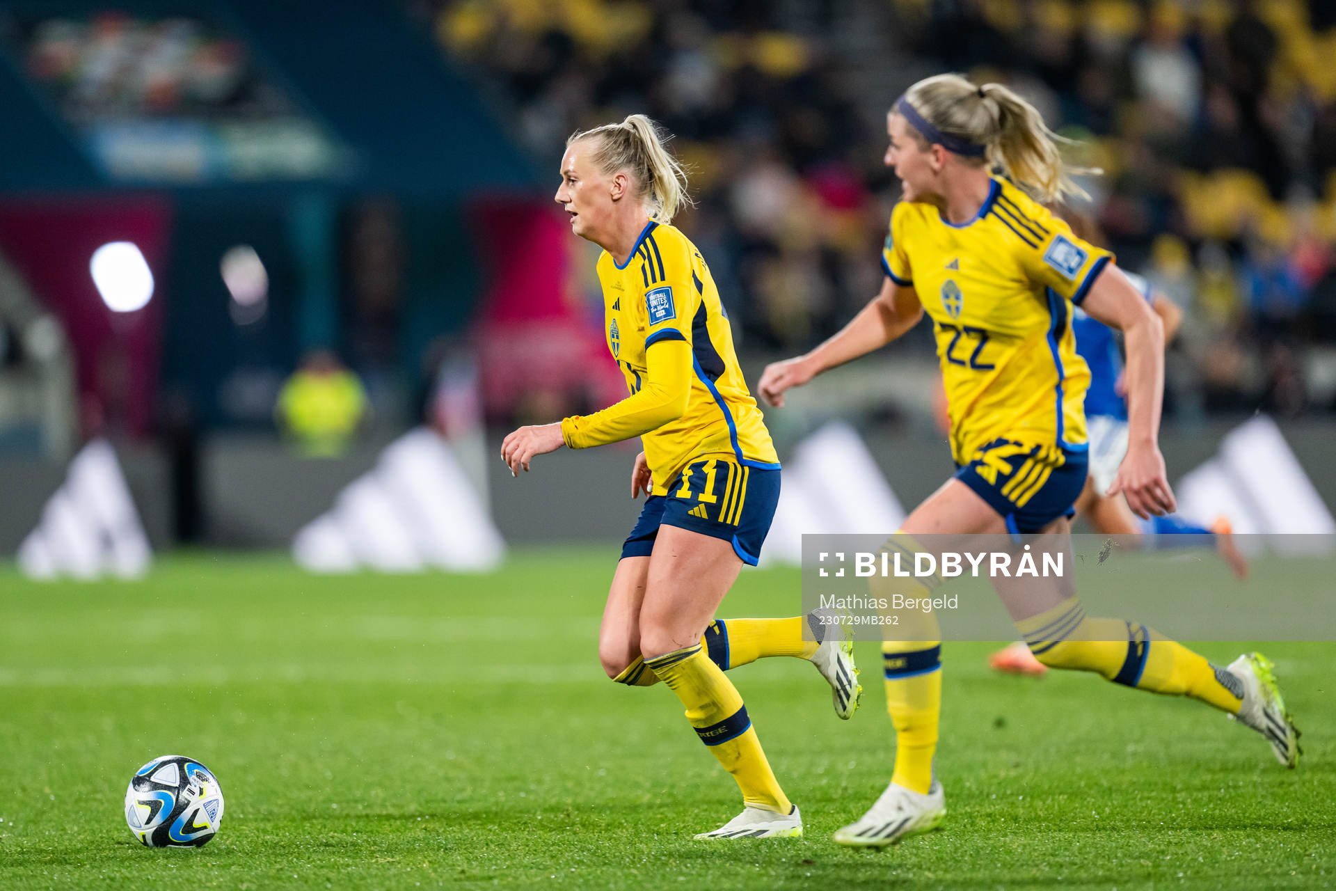 Stina Blackstenius and Olivia Schough of Sweden