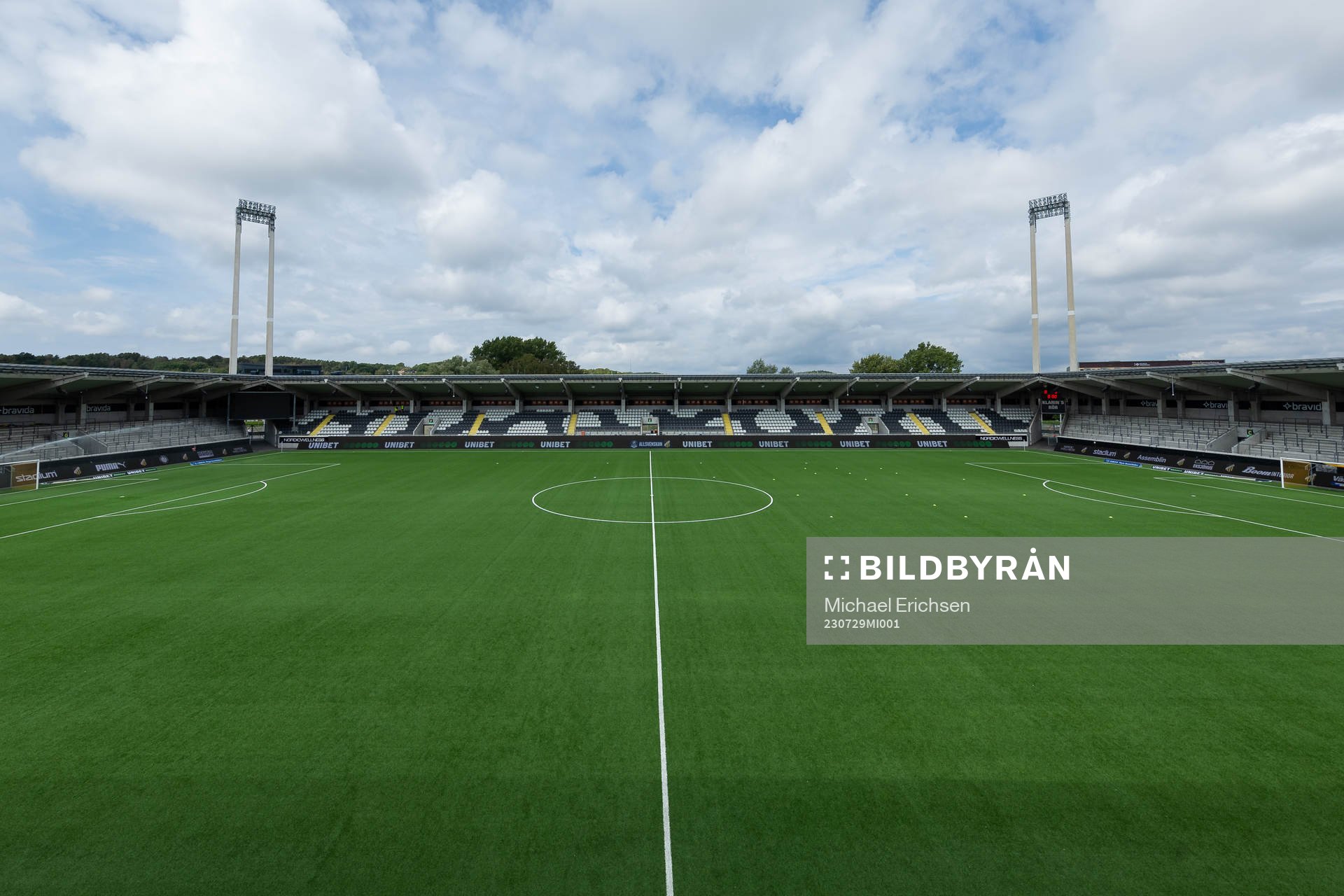 Bravida Arena interiört innan fotbollsmatchen i Allsvenskan mellan Häcken och Elfsborg den 29 juli 2023 i Göteborg. 