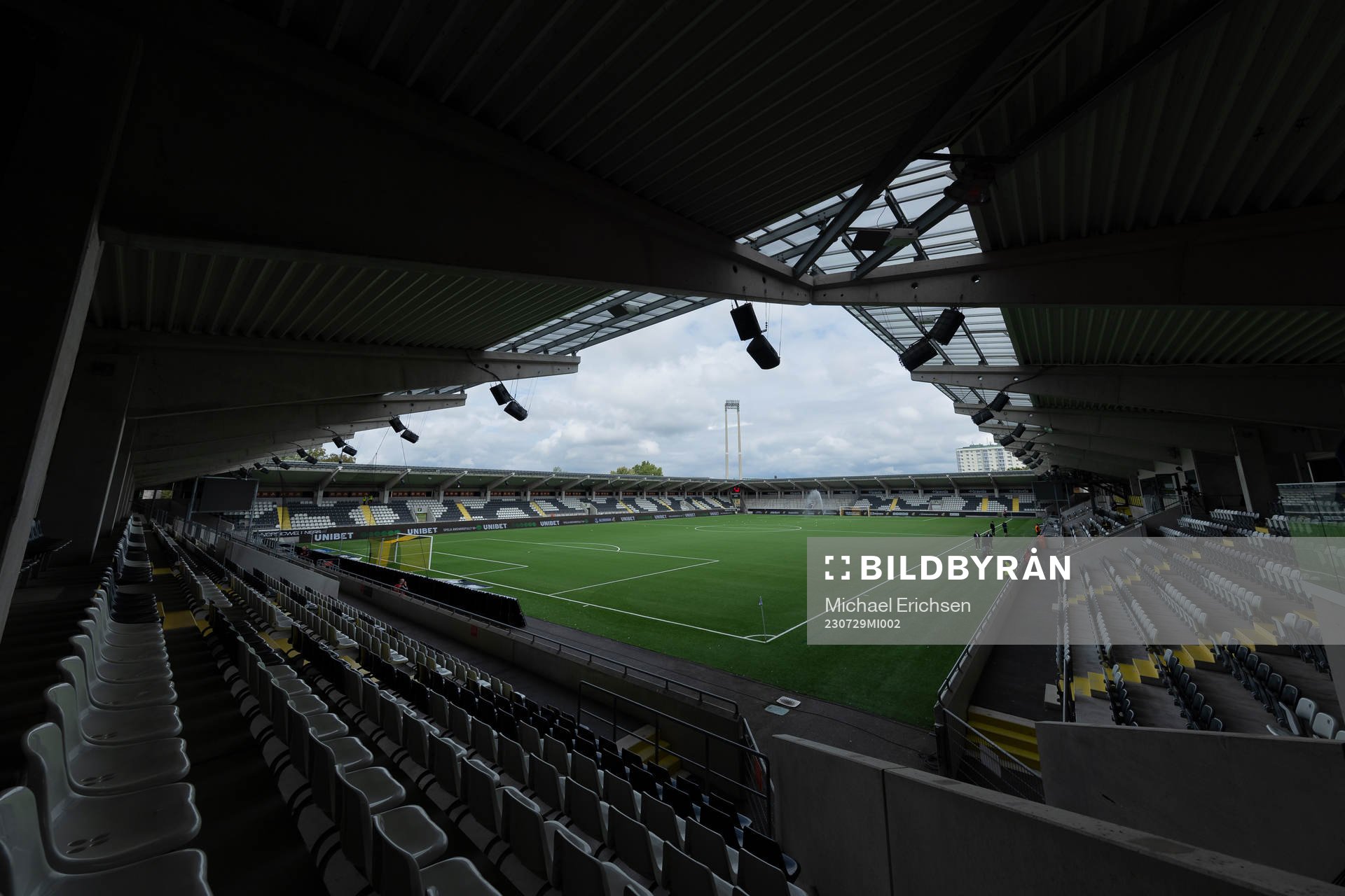 Bravida Arena interiört innan fotbollsmatchen i Allsvenskan mellan Häcken och Elfsborg den 29 juli 2023 i Göteborg. 