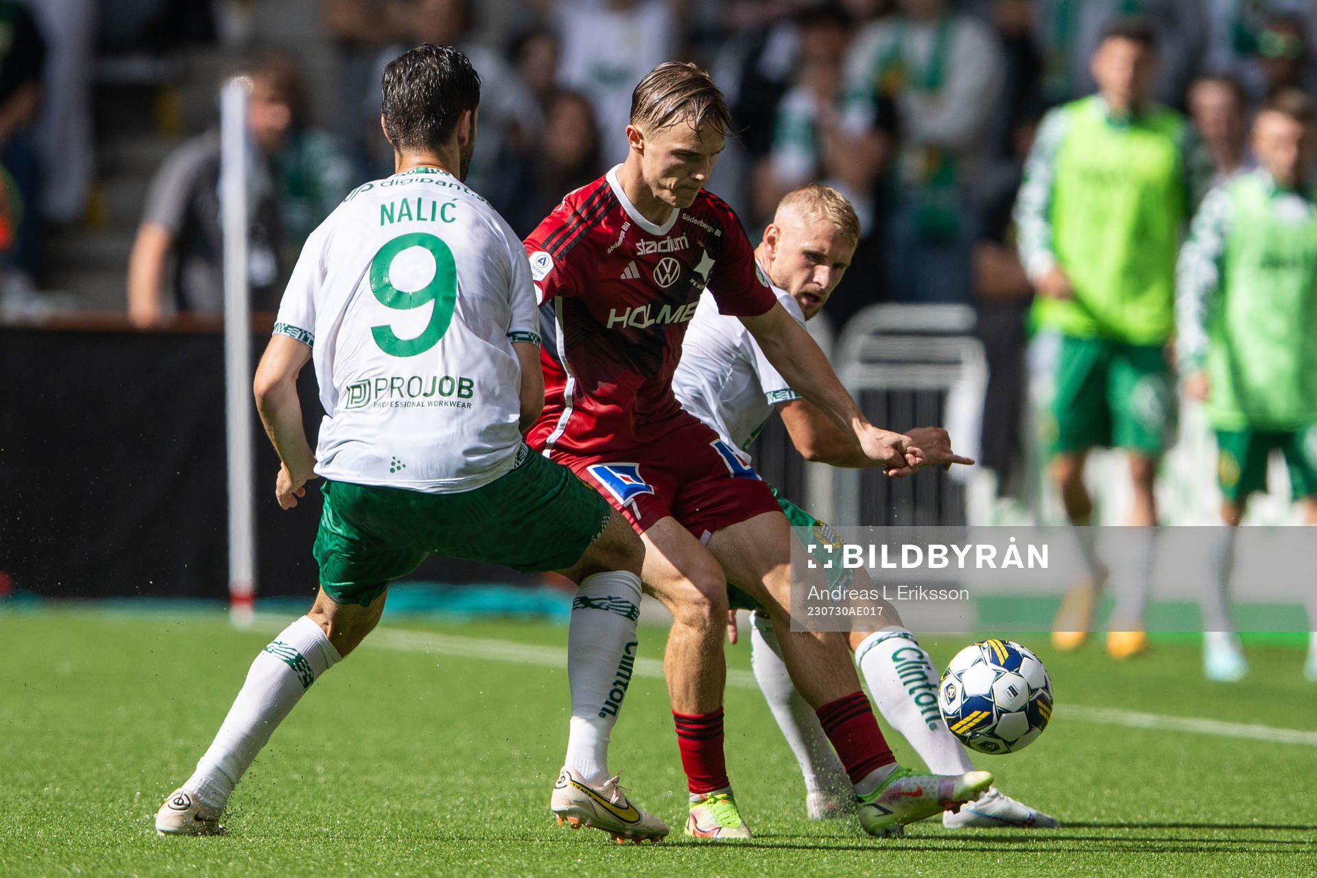 Hammarbys Adi Nalic och Simon Strand mot IFK Norrköpings