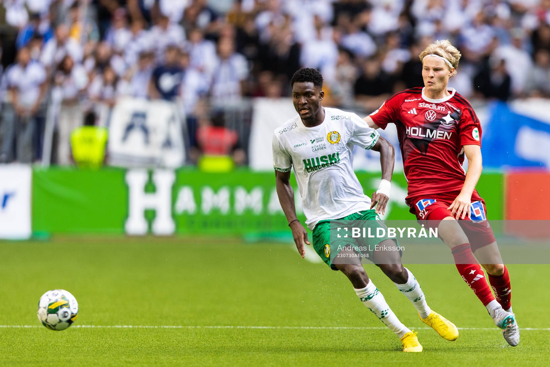 Hammarbys Nathaniel Adjei och IFK Norrköpings Andri Lucas