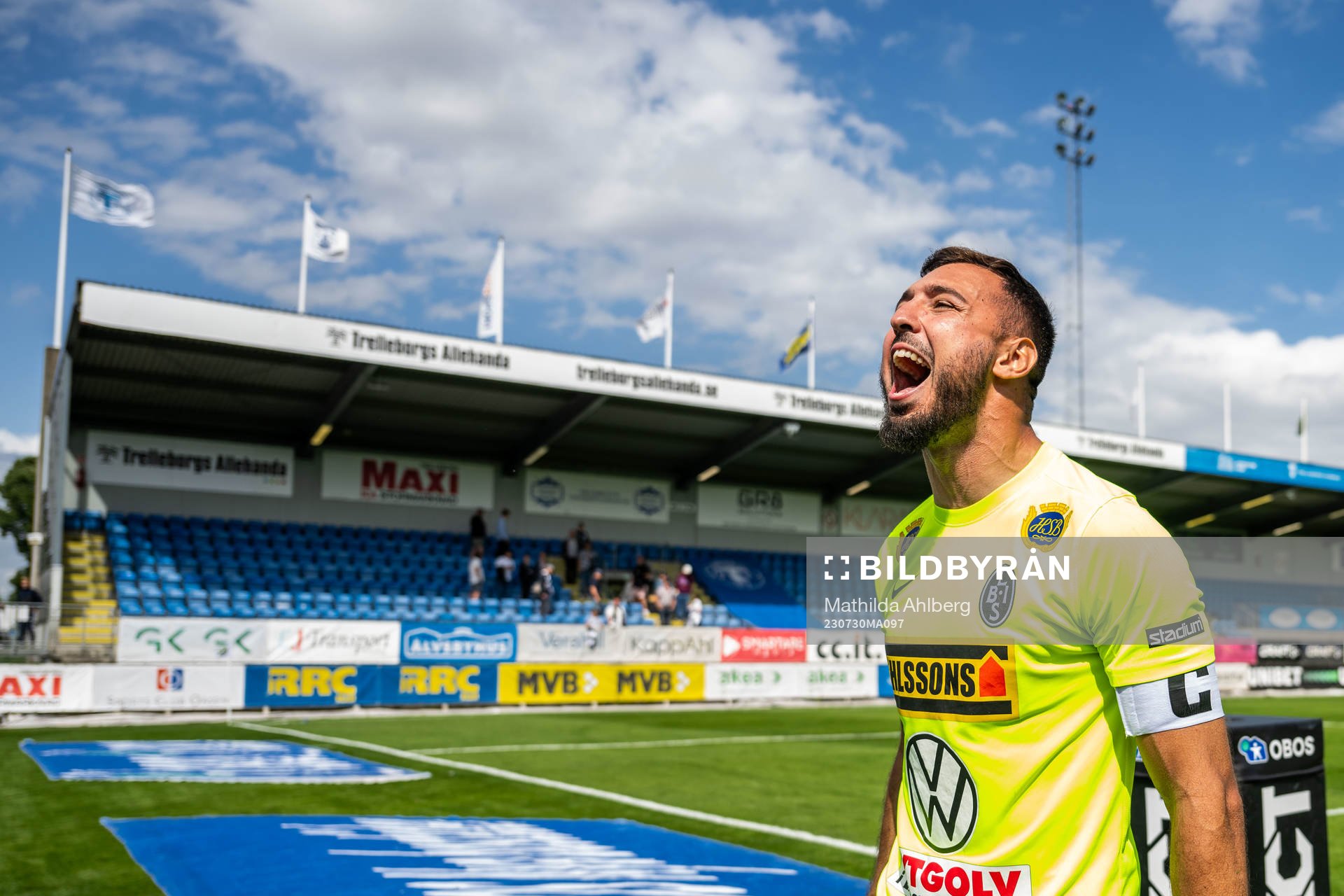 Landskronas målvakt Amr Kaddoura jublar
