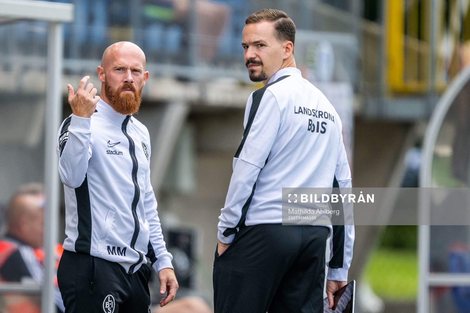 Landskronas tränare Max Mölder och analytiker Amir