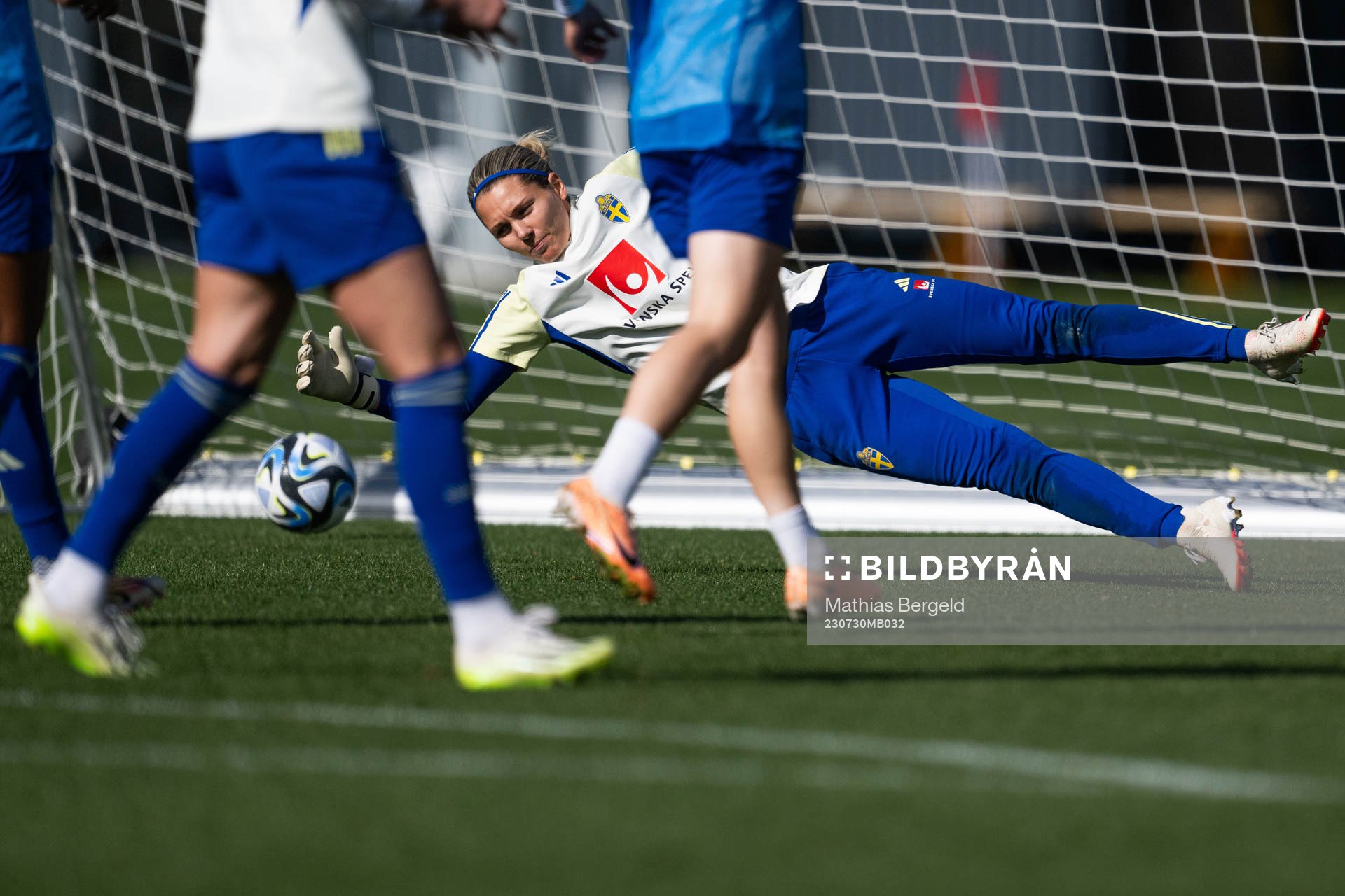 Goalkeeper Jennifer Falk of the Swedish women's national