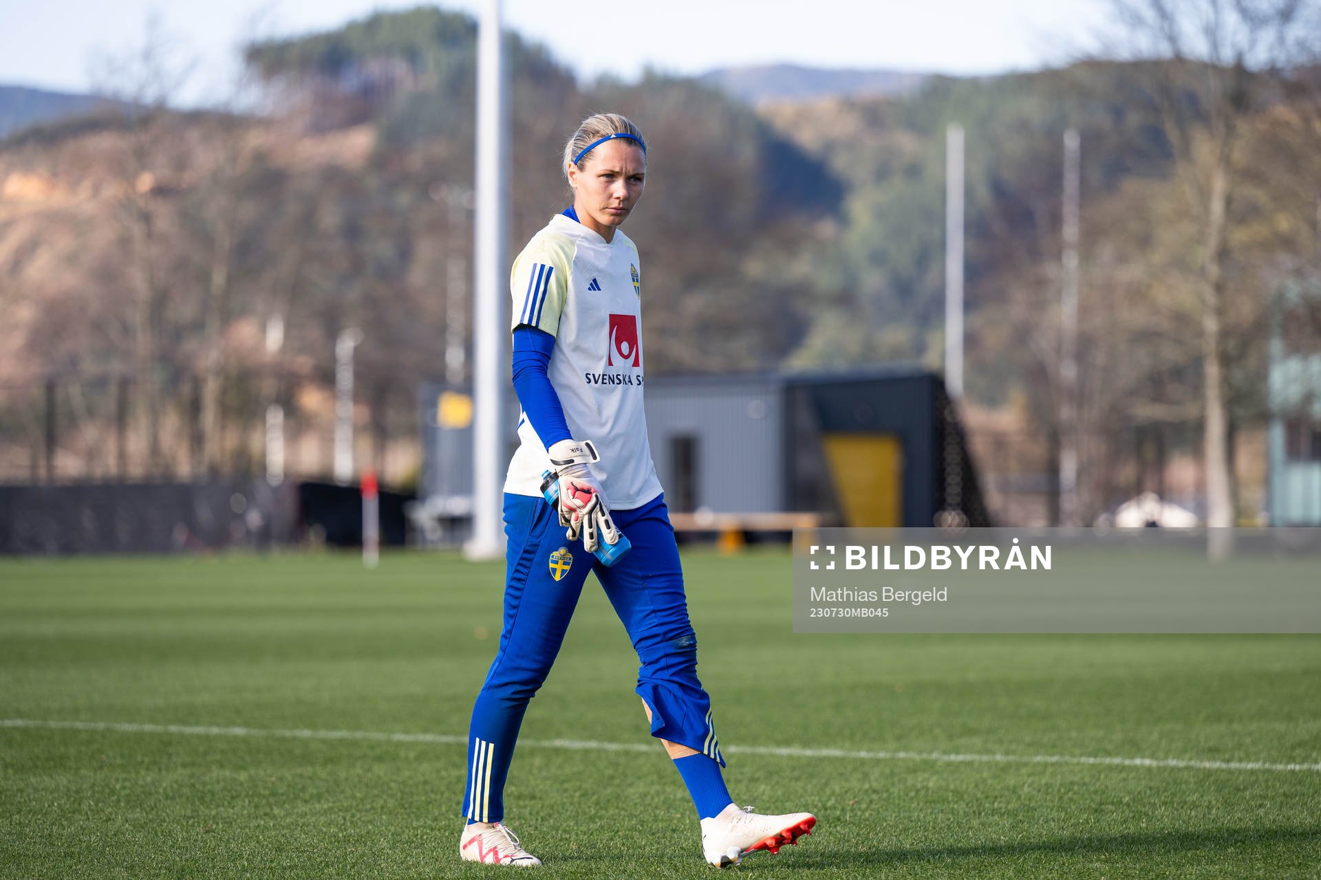 Goalkeeper Jennifer Falk of the Swedish women's national football team at a training session during the FIFA Women's World Cup on July 30, 2023 in Upper Hutt.