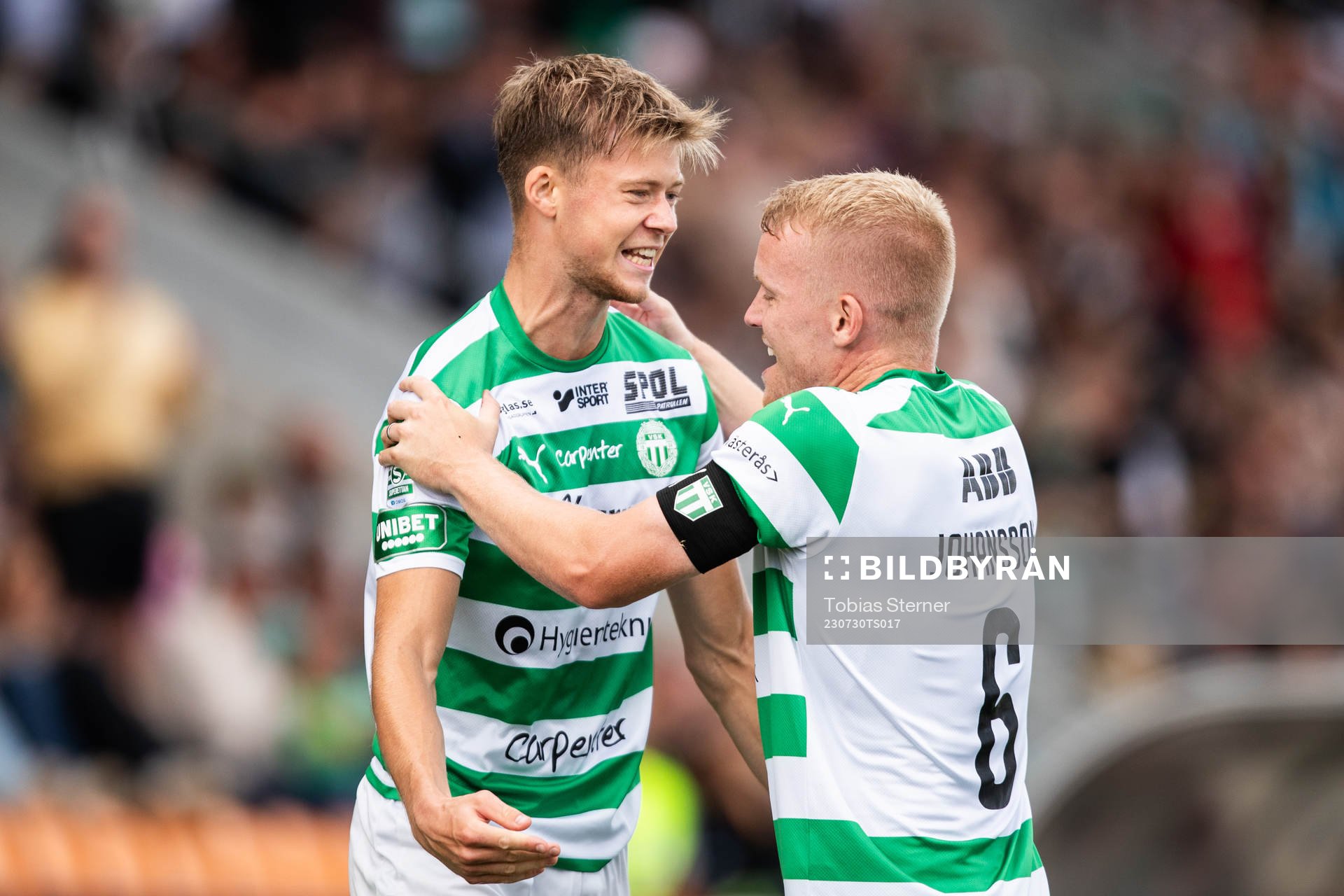 Västerås SKs Patric Åslund jublar efter 1-0 under fotbollsmatchen i Superettan mellan Västerås SK och Gefle den 30 juli 2023 i Västerås. 