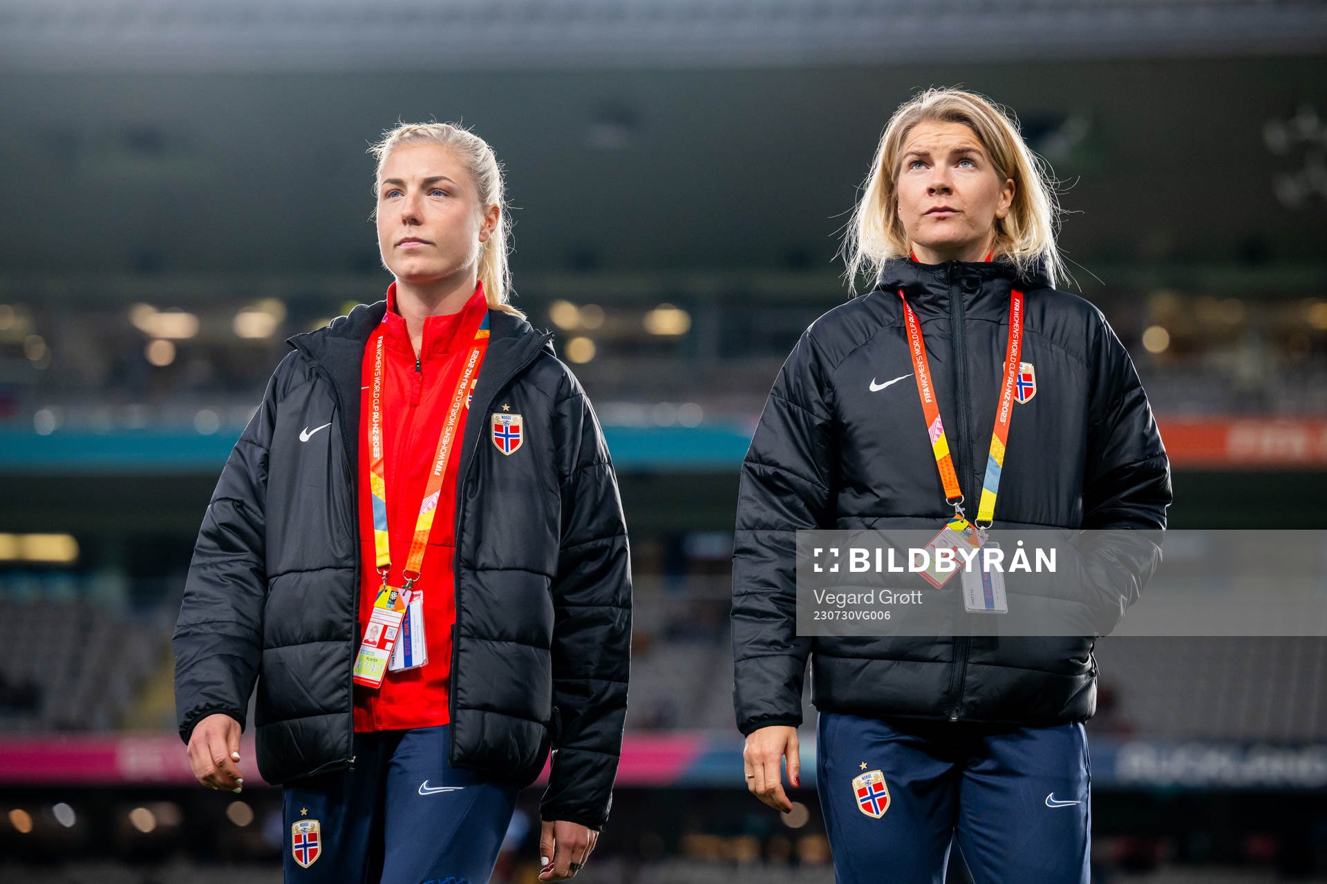 Sophie Román Haug and Ada Hegerberg of Norway