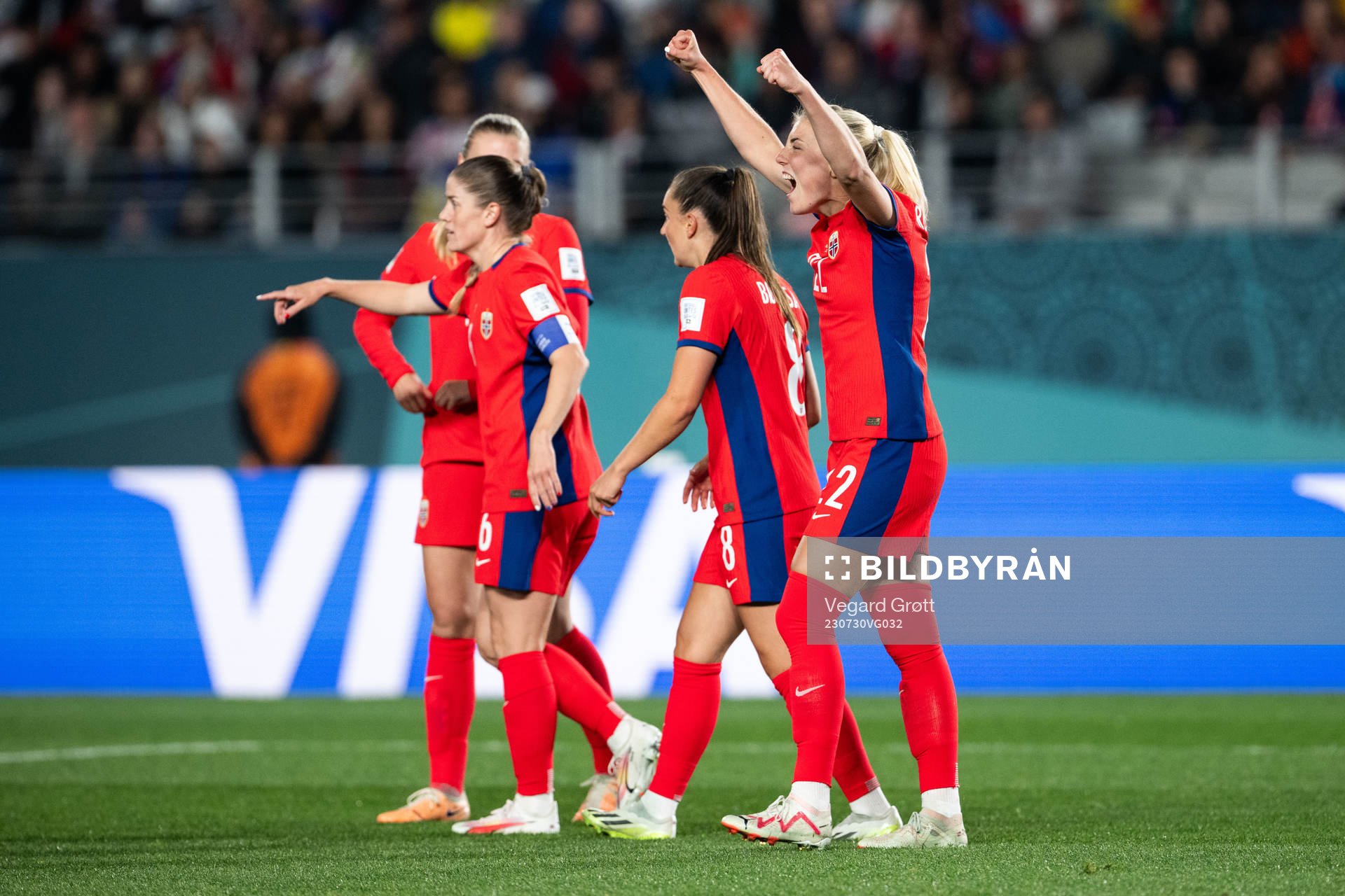 Sophie Román Haug of Norway celebrates