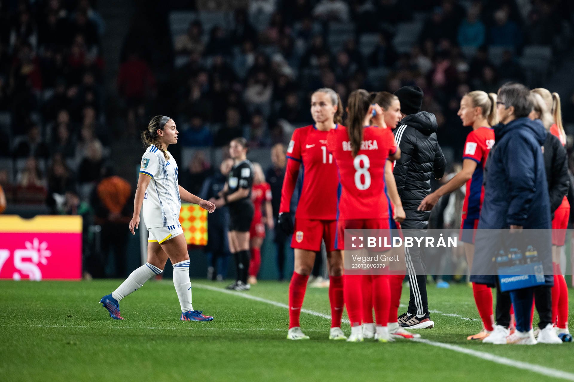Sofia Harrison of Philippines leaves the pitch