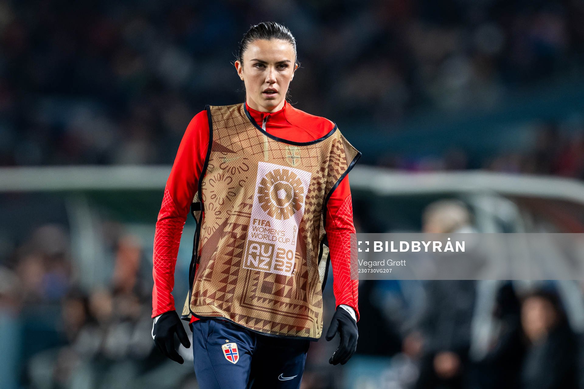 Ingrid Syrstad Engen of Norway warms up