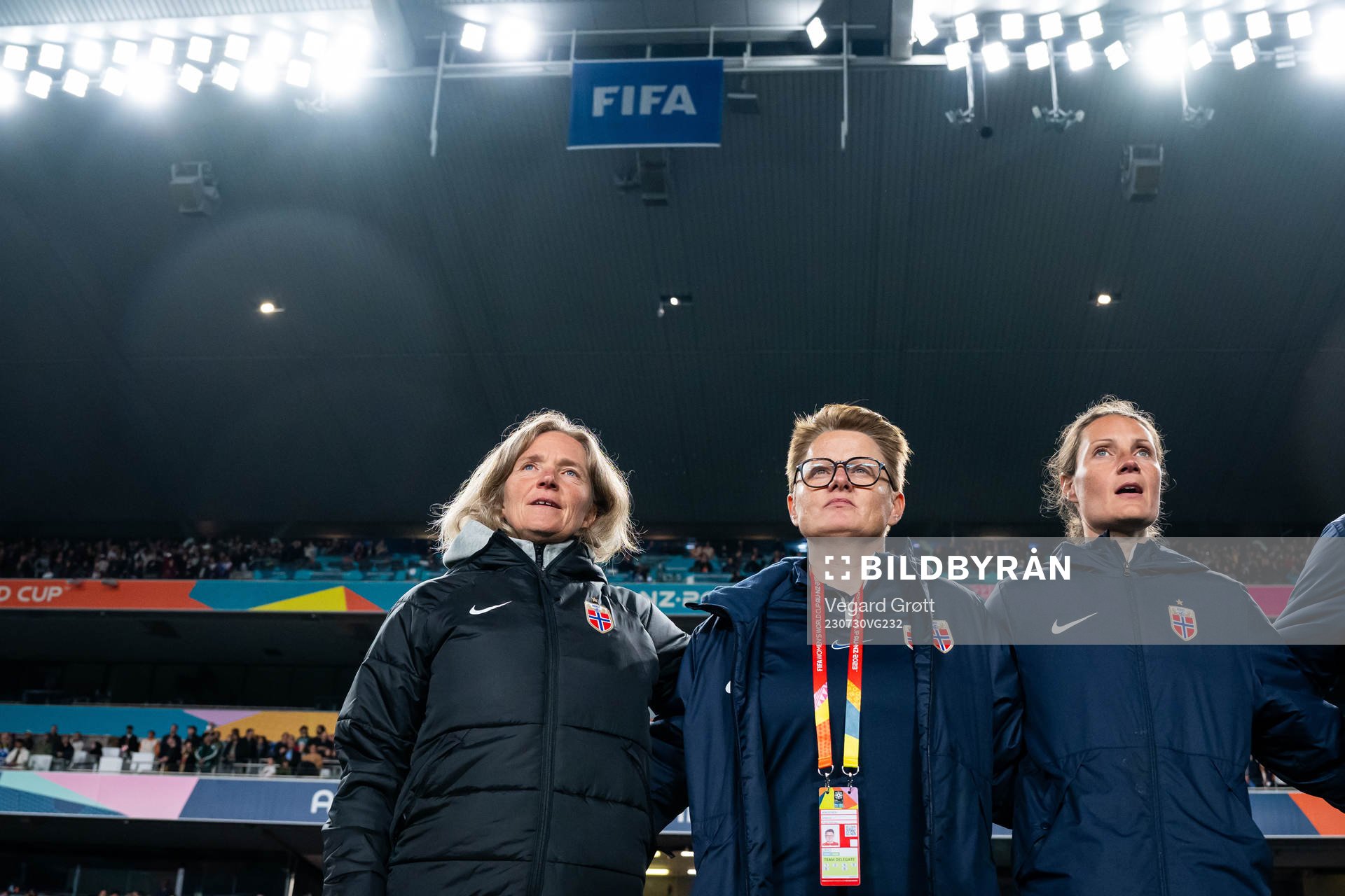 Head coach Hege Riise, assistant coach Monica Knudsen and